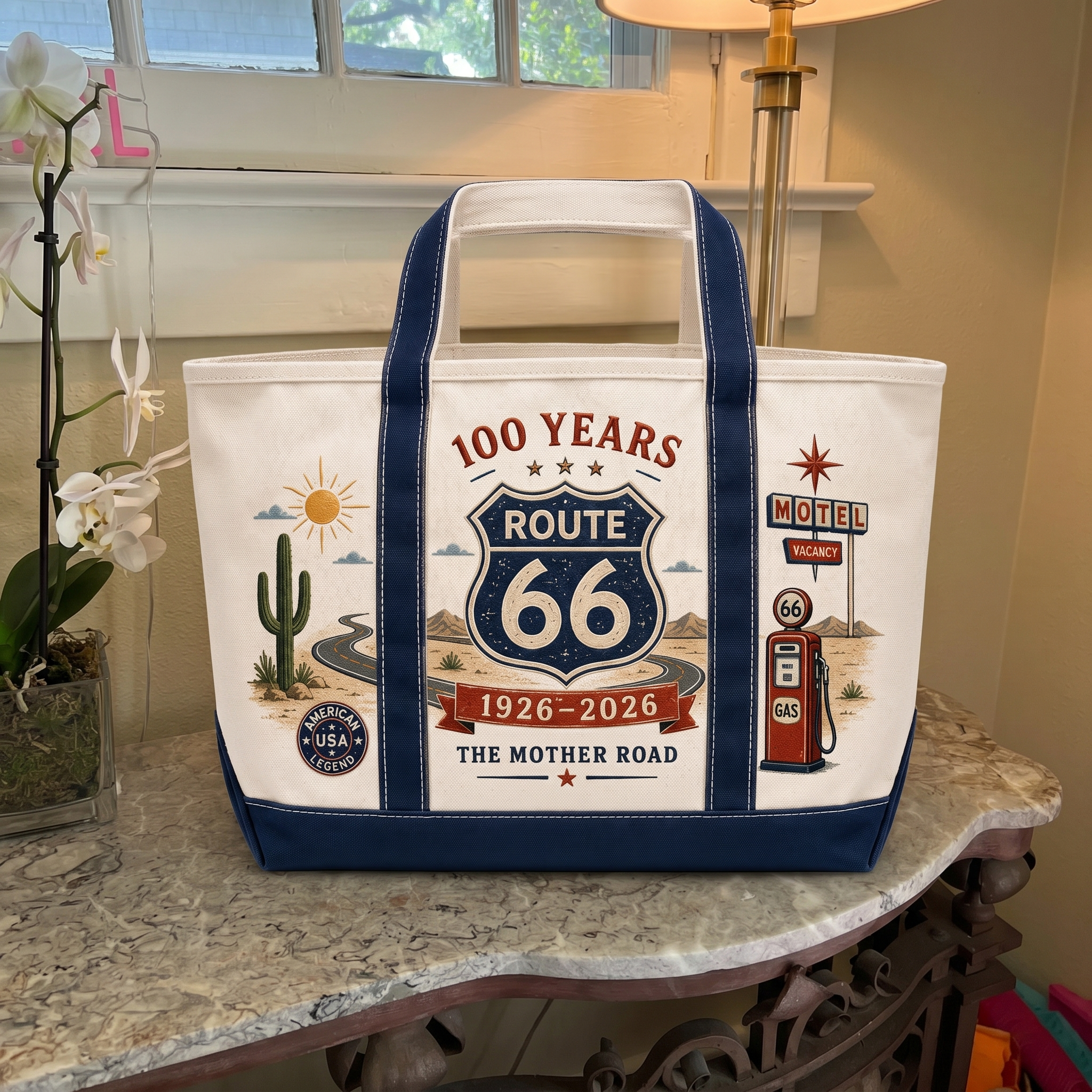 Route 66 100th Anniversary Edition (1926-2026) Canvas Tote Bag