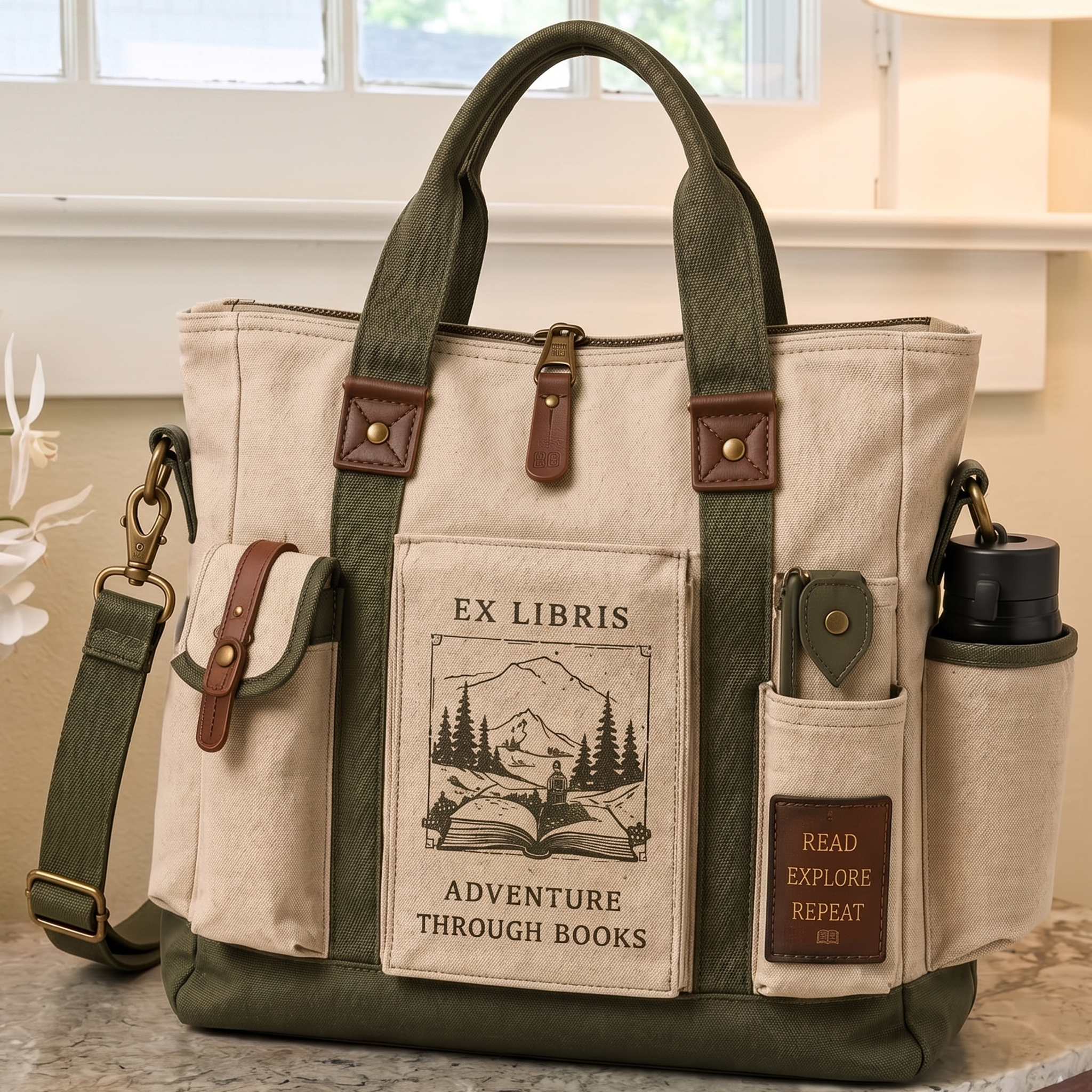 Ex Libris Vintage Multifunctional Canvas Tote Bag