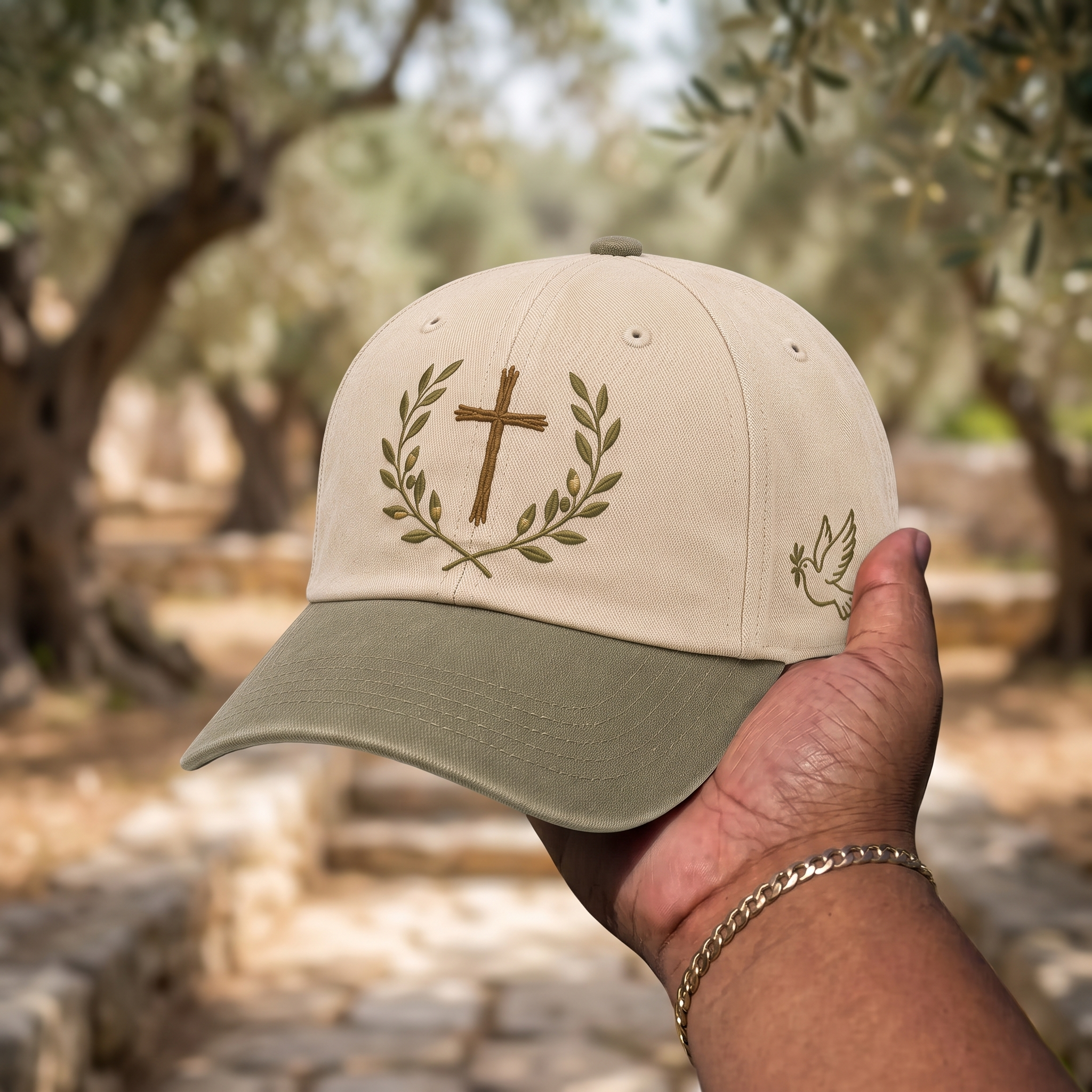 "Peace and Faith" Color-Block Baseball Cap