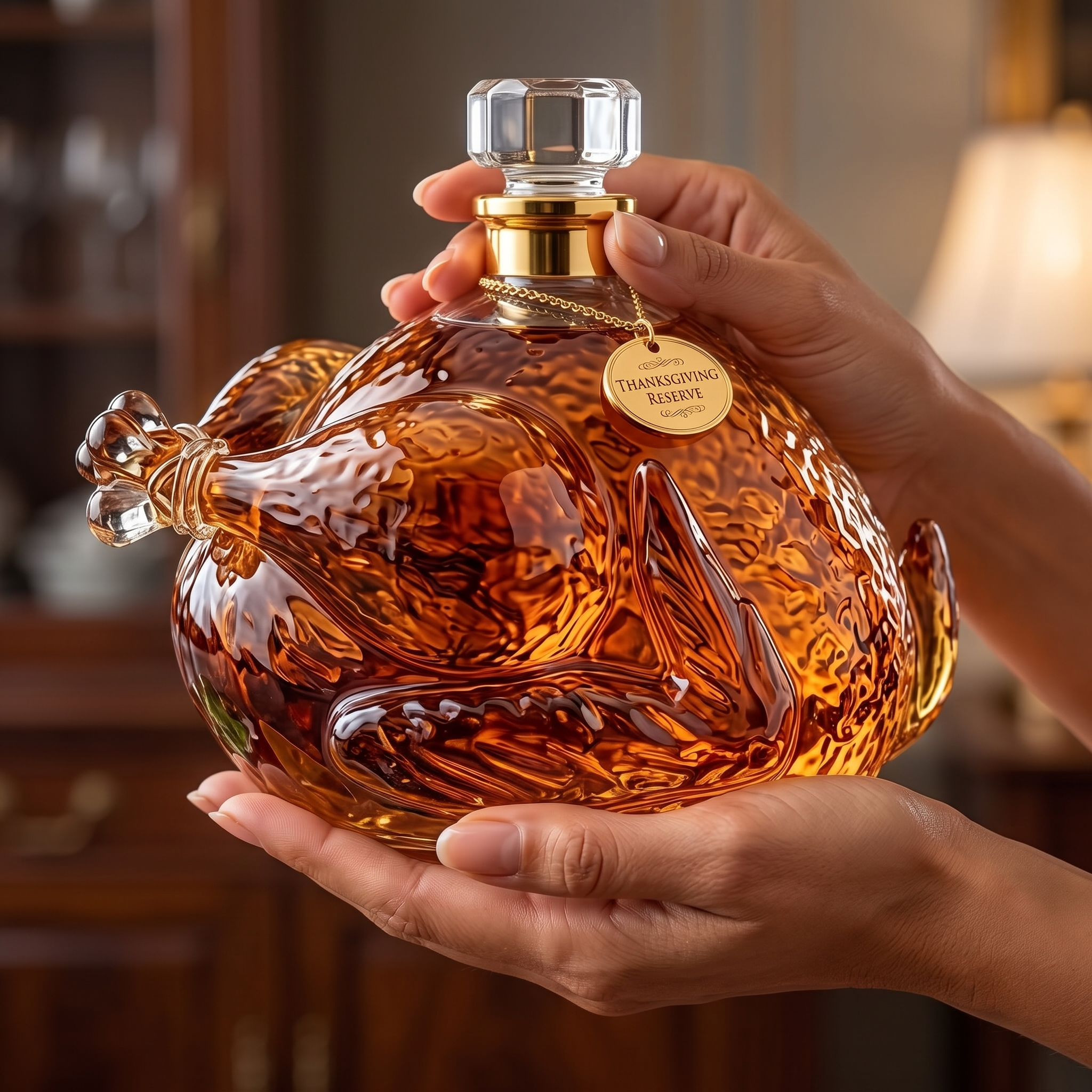 "Thanksgiving Reserve" Turkey-Shaped Glass Decanter