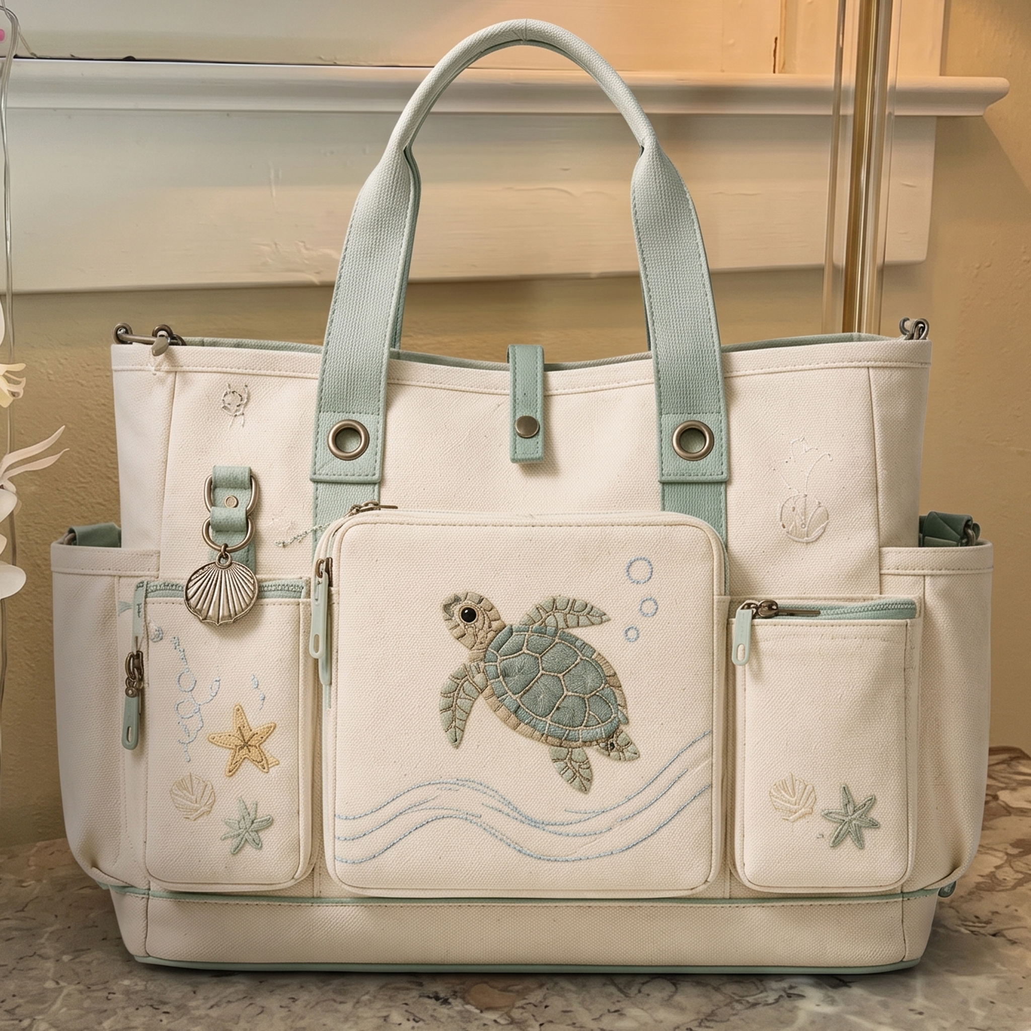 "Cute Deep-Sea Turtle" Multifunctional Canvas Tote Bag