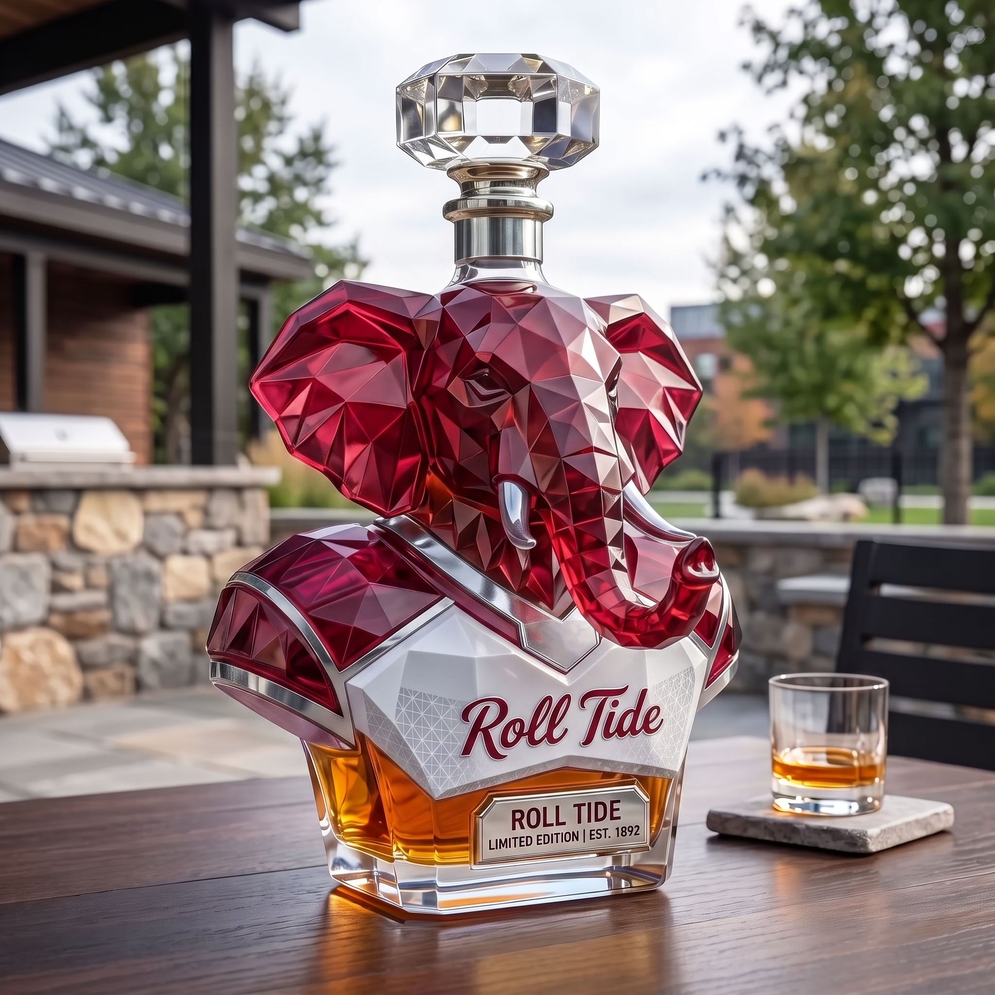 "Roll Tide" Elephant-Shaped Crystal Decanter