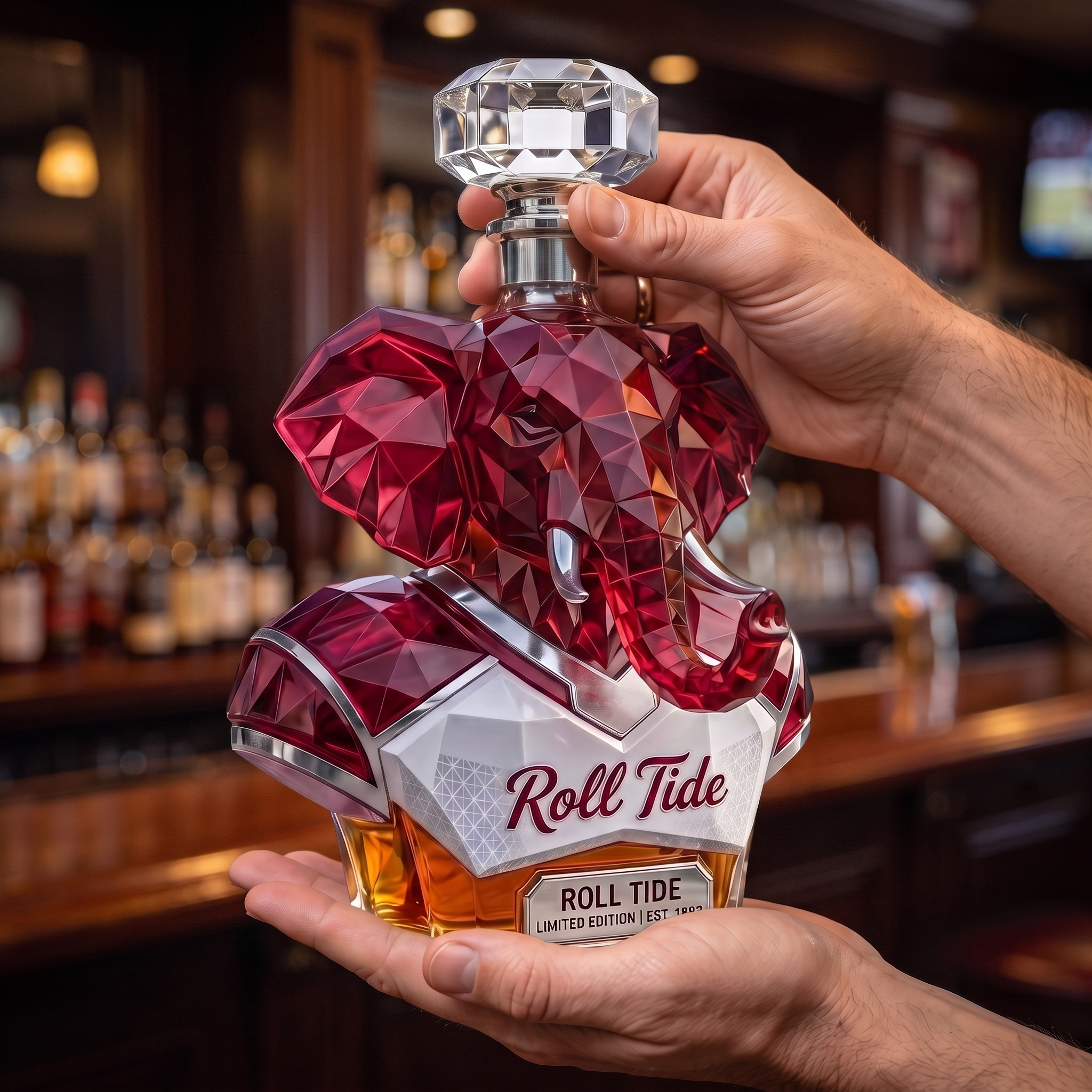 "Roll Tide" Elephant-Shaped Crystal Decanter