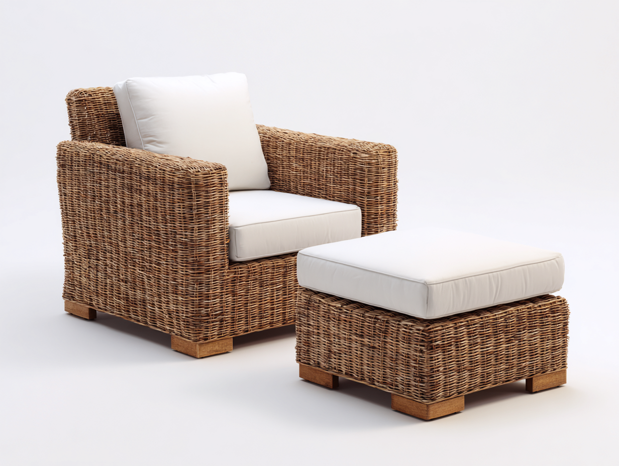 Sedie da giardino - rattan-legno-tessuto - 92x88x86 cm - beige-naturale - rustico-Razosahome