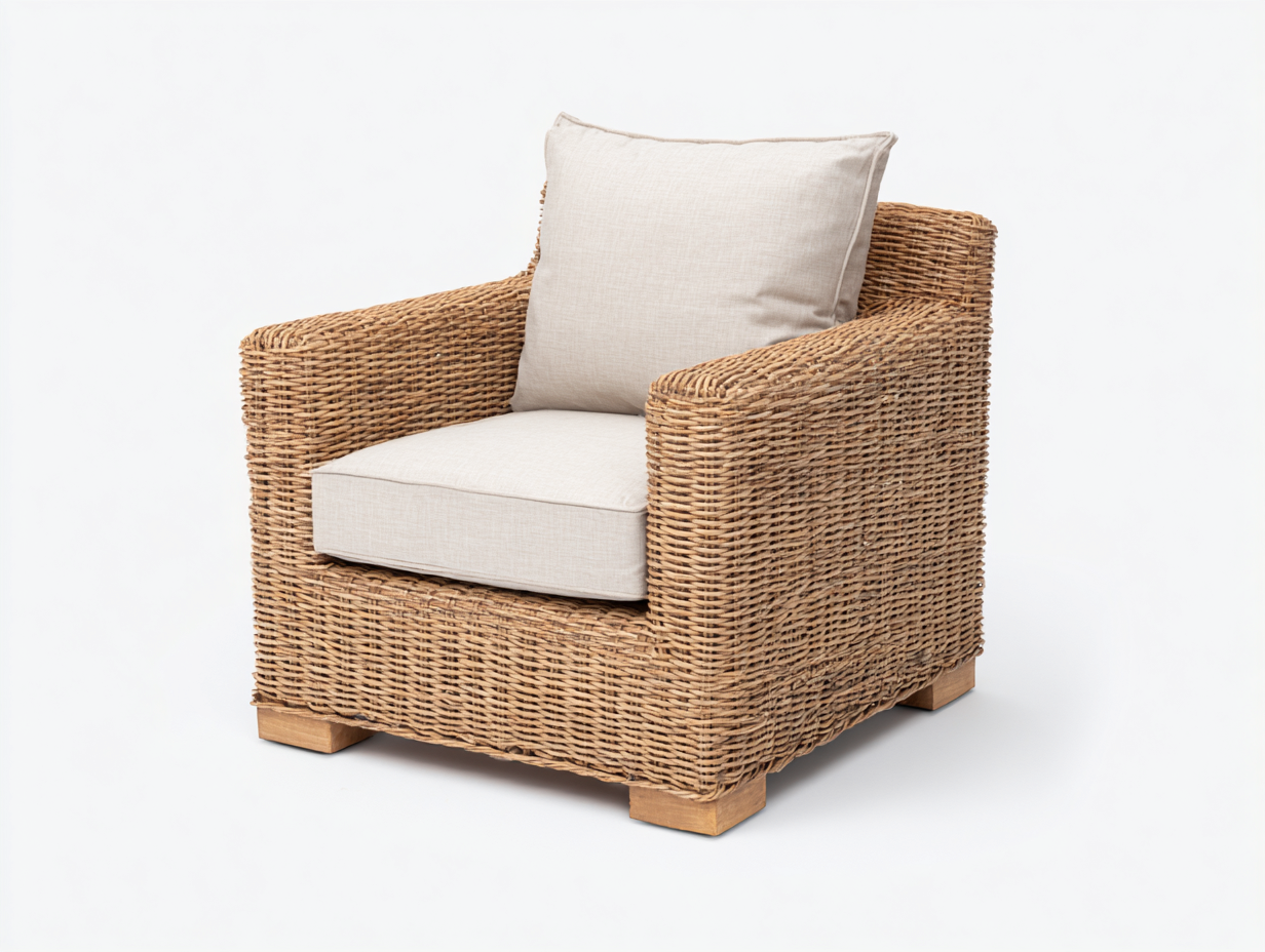 Sedia da giardino - rattan-legno-tessuto - 84x80x76 cm - miele-beige - contemporaneo-Razosahome
