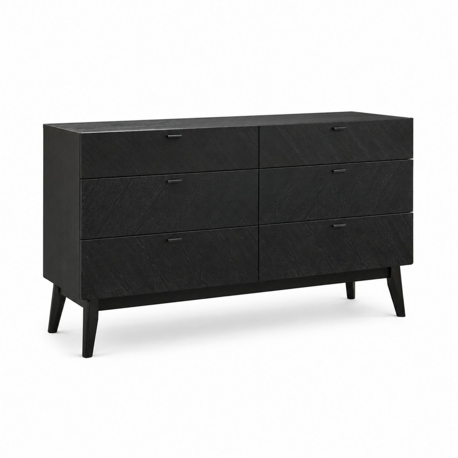 Holzkommode mit sechs Schubladen 120x40x75 cm Eiche Schwarz