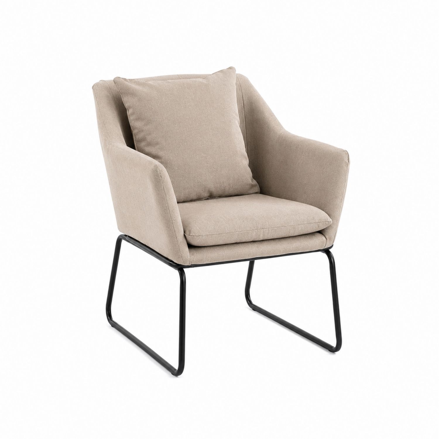 Beiger Sessel mit Metallrahmen