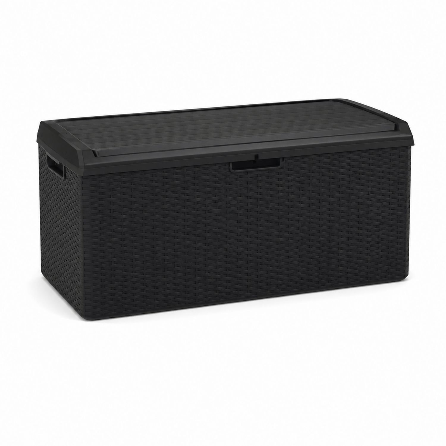Schwarze Kunststoff-Aufbewahrungsbox Rattanoptik 120L