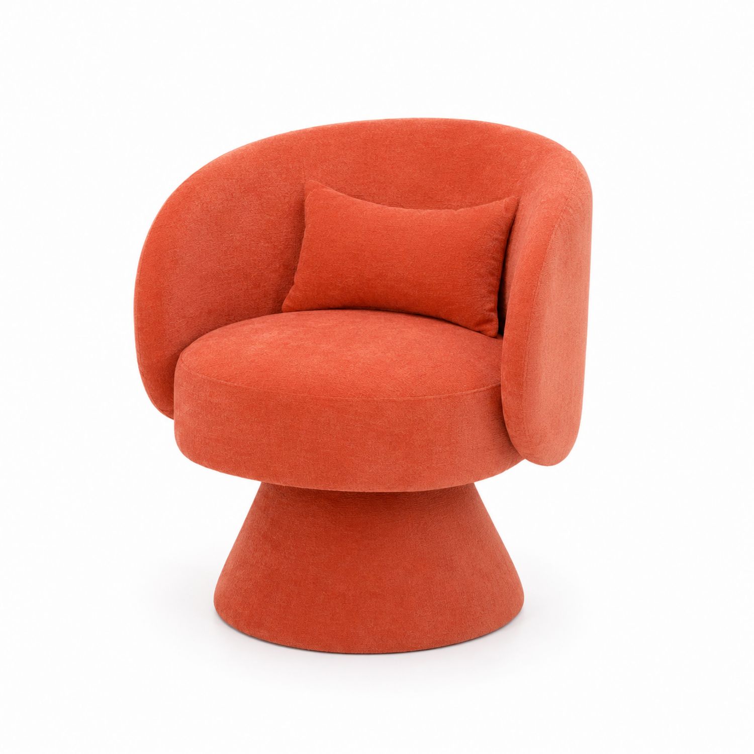 Runder Sessel aus Polyester Orange mit Rückenlehnenkissen