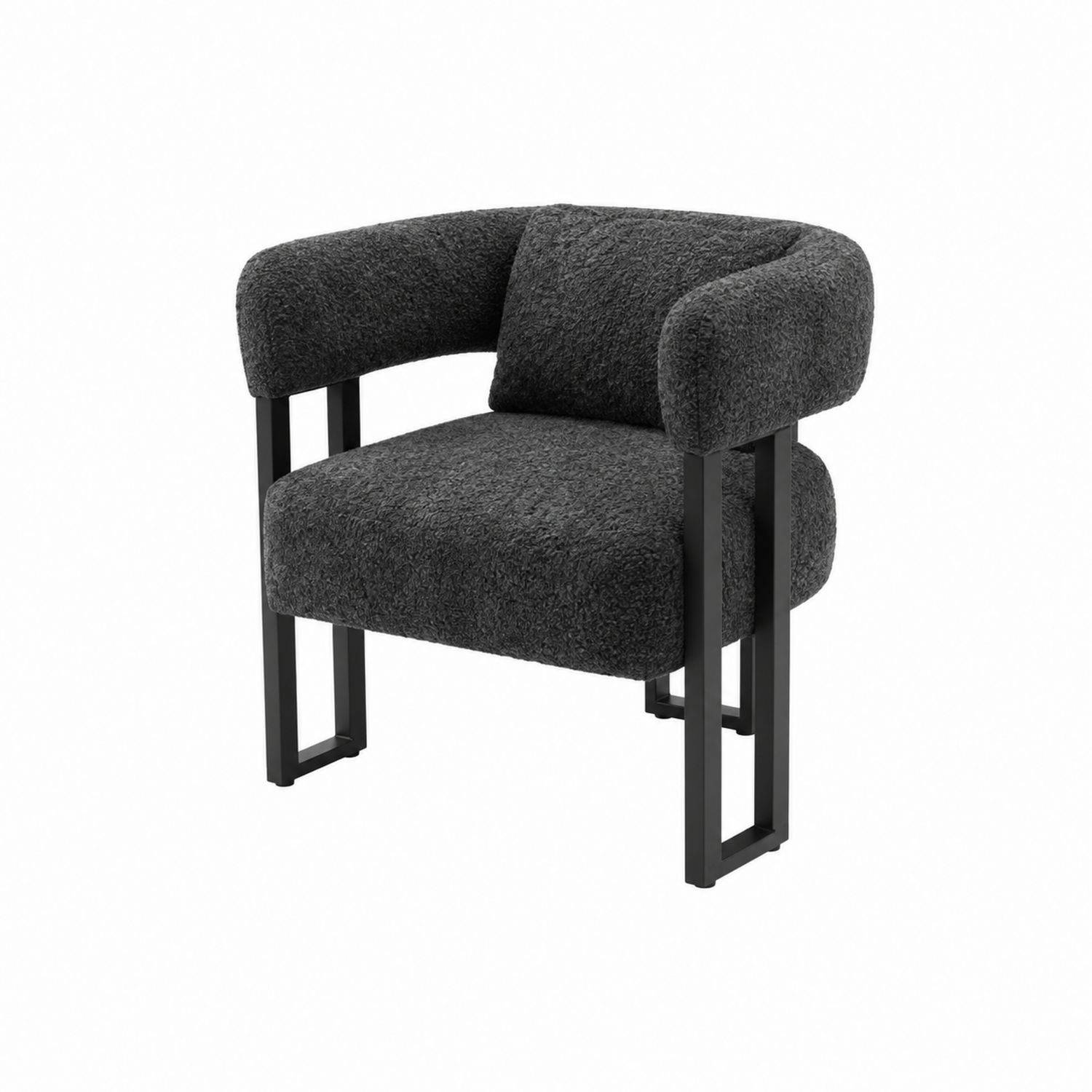 Esszimmerstuhl Stahlrahmen Bouclé Stoff Grau 60x60x80cm