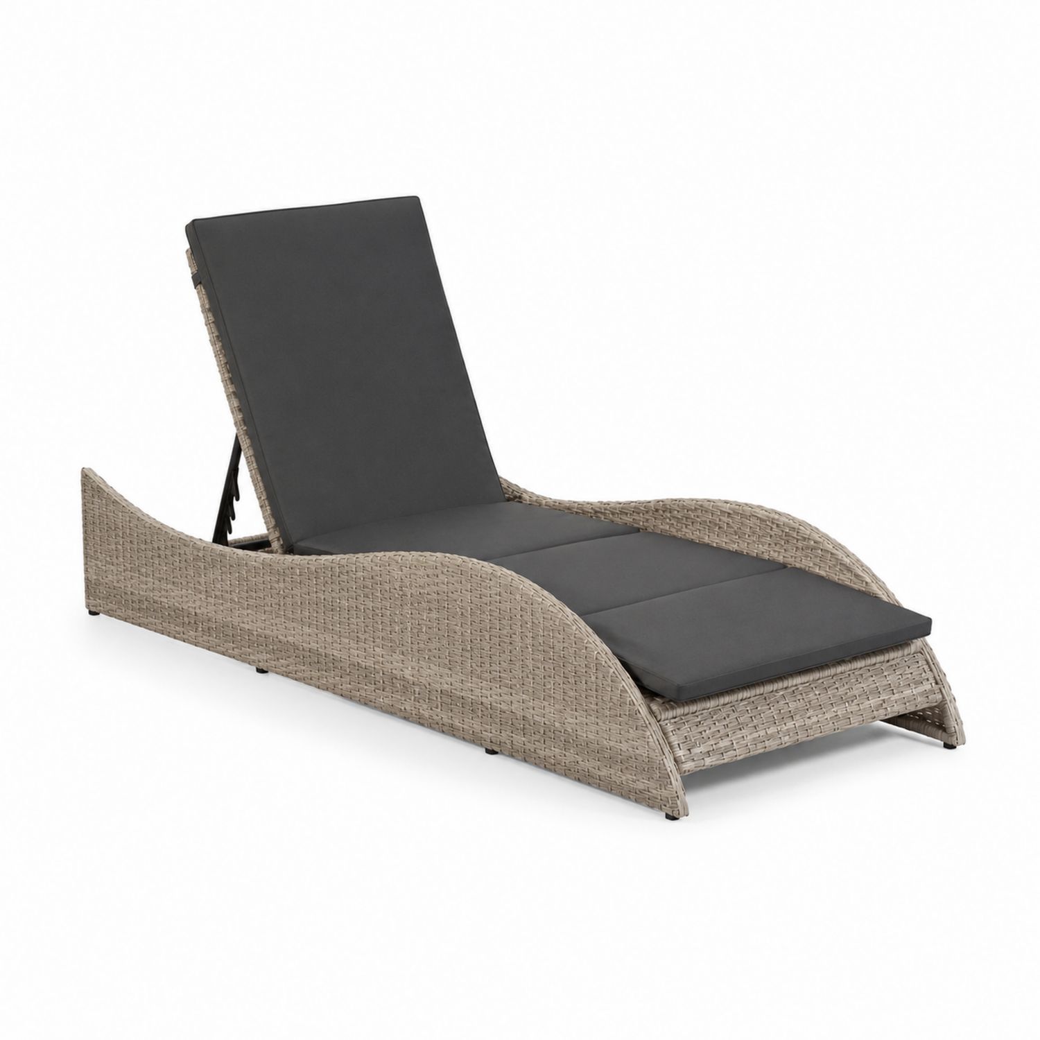 Gartenliege aus Polyrattan, verstellbar, Grau