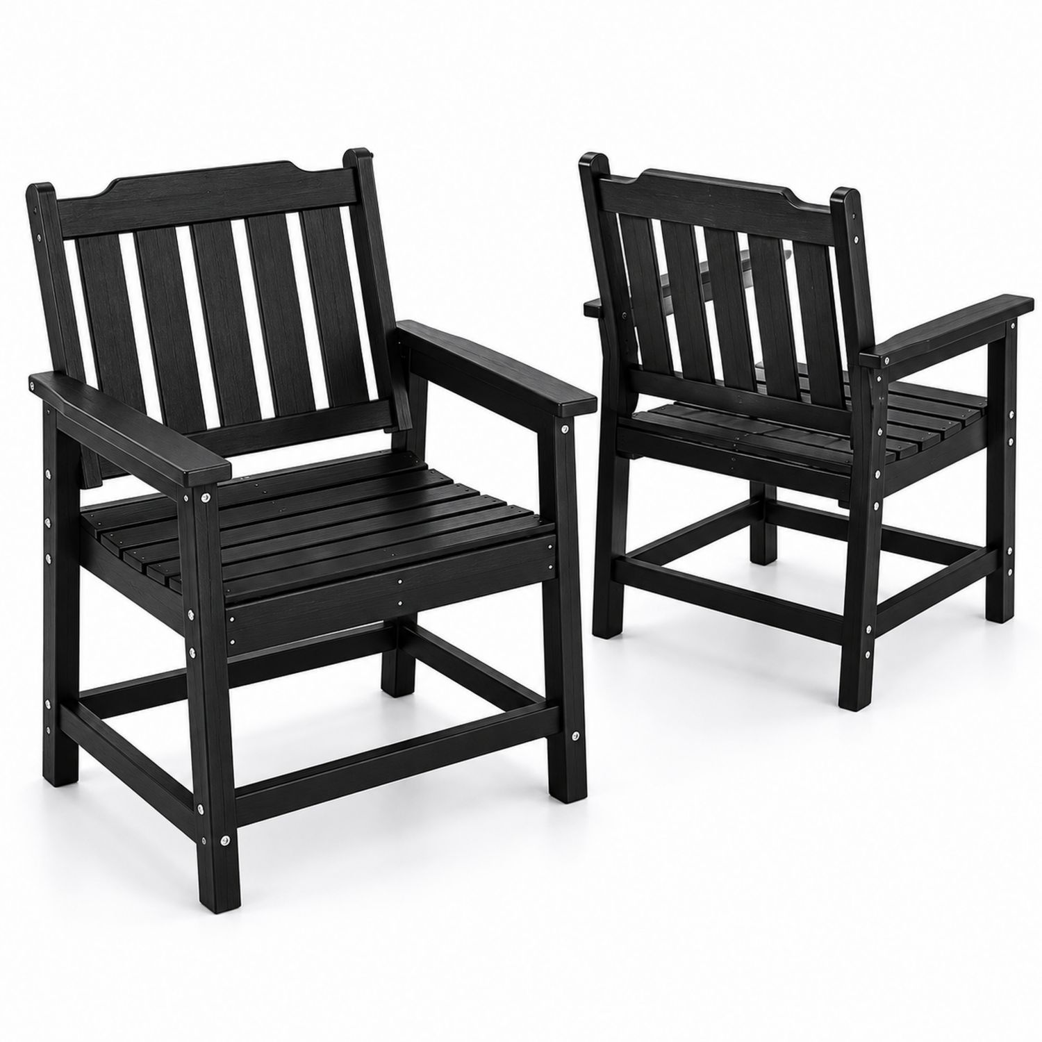 Holz Outdoor Stühle Set Schwarz 2er Set