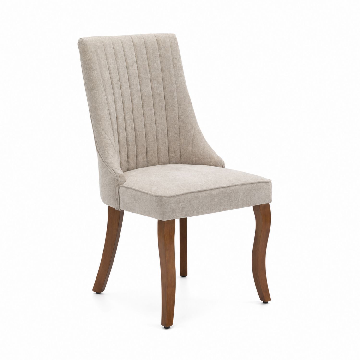 Stuhl mit Stoffpolsterung und Holzbeinen Beige
