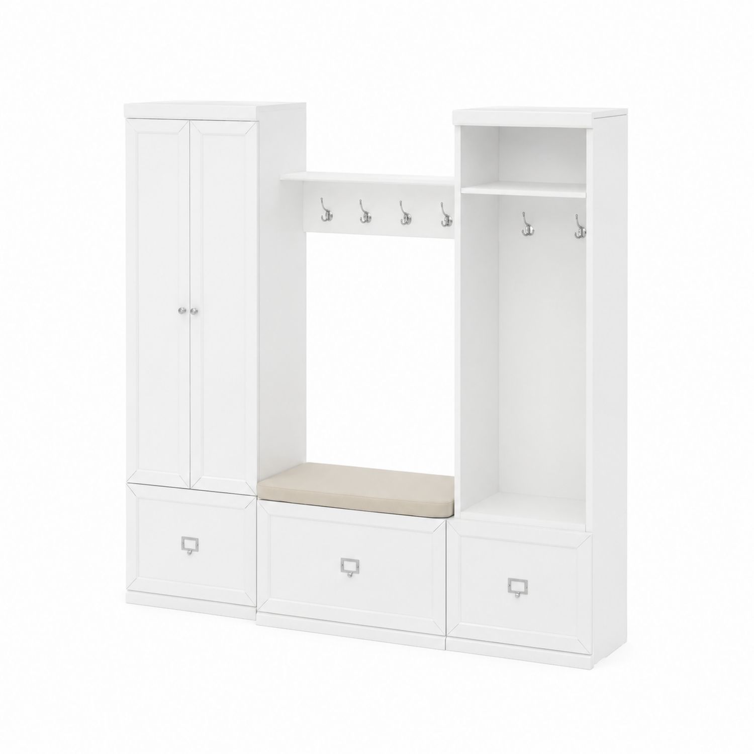 Flurmöbel Set mit Garderobenständer Weiß Holz 200x180x40 cm