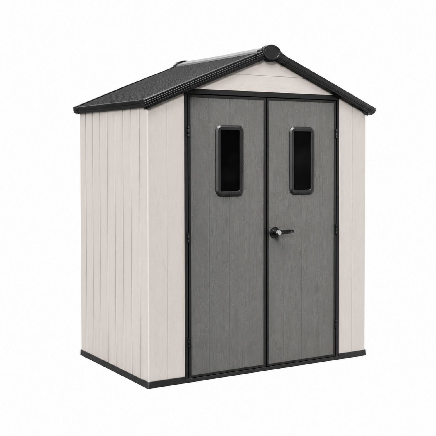 Kunststoff Gartenhaus mit Doppeltür 185x152x226 cm Beige/Grau