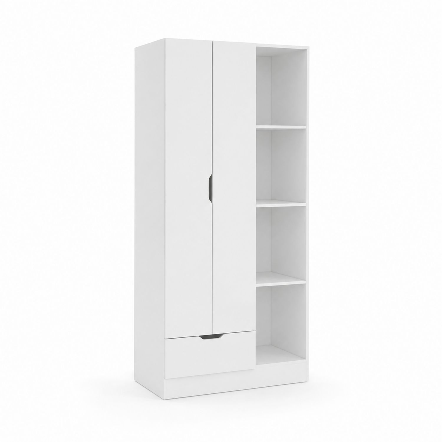 Armario de madera con estanterías blancas 180x80x40 cm