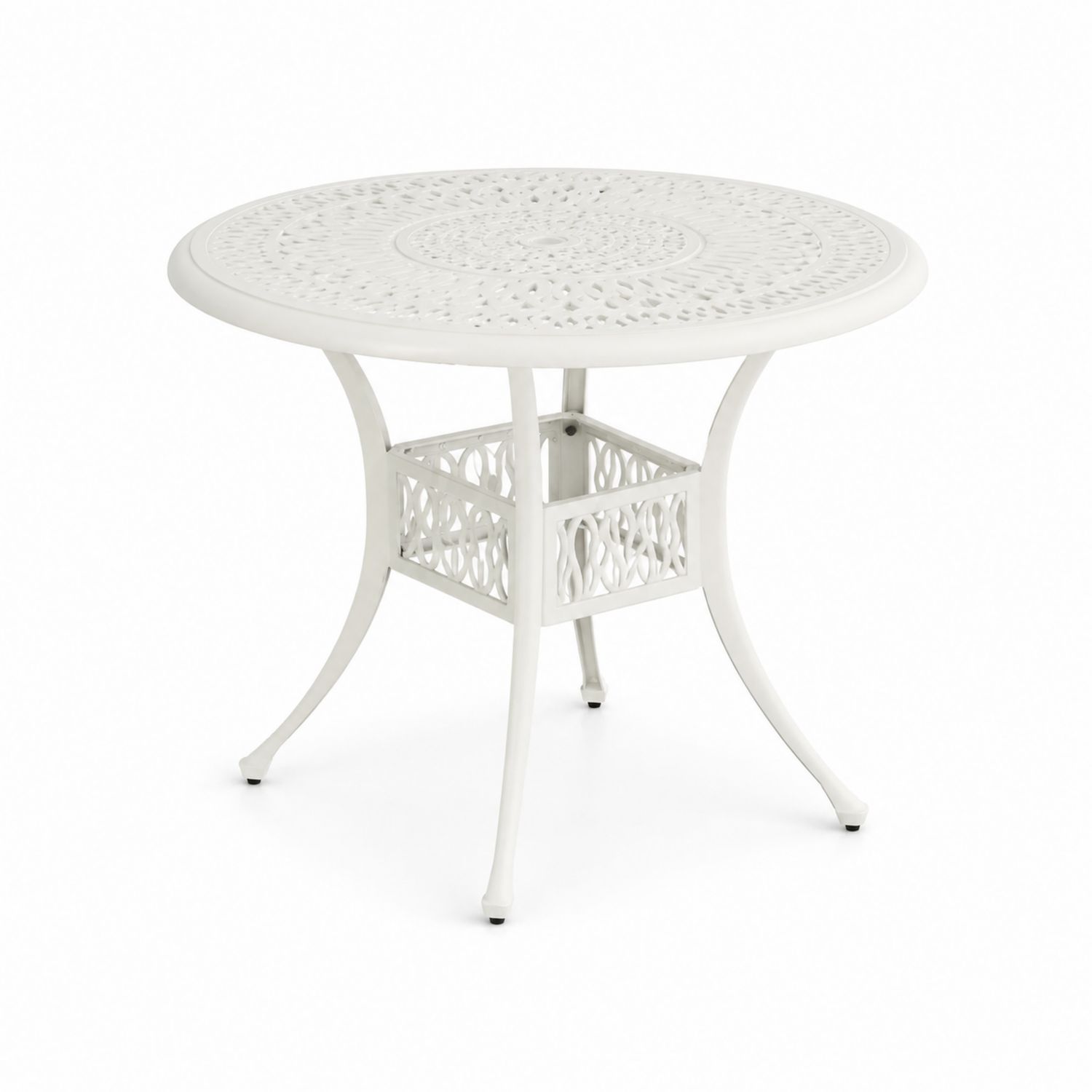 Mesa redonda de aluminio lacado blanco para exterior Ø90 cm