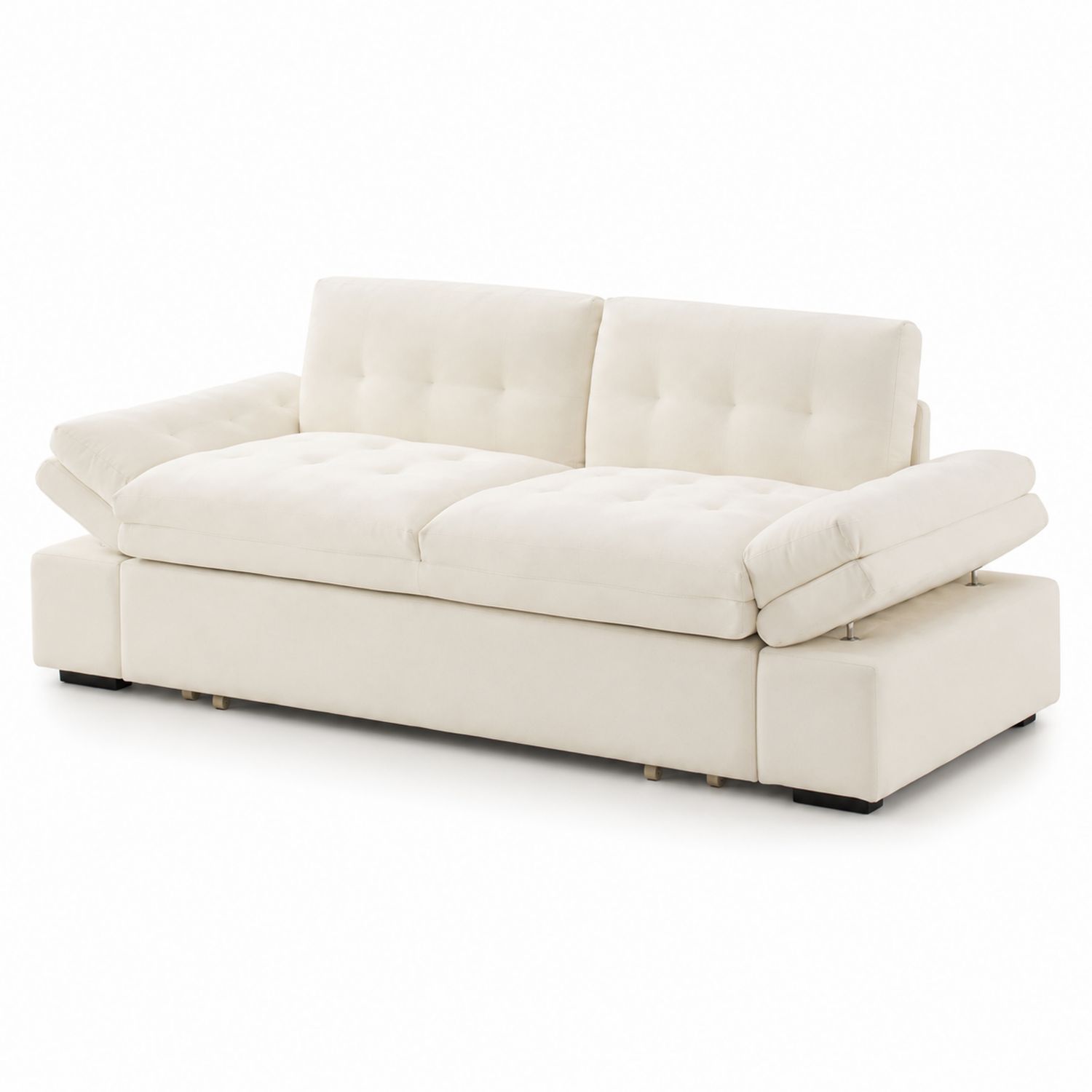 Sofá de 3 plazas 220x95x85 cm tela crema