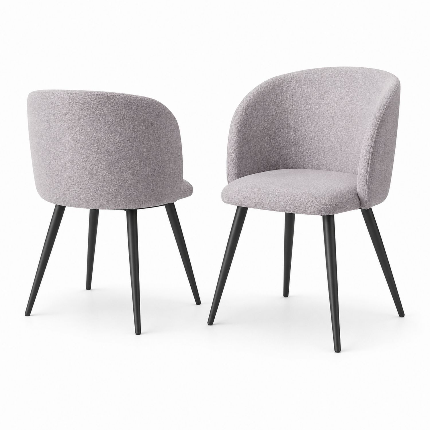 Sillas de Tela Gris Claro con Patas de Metal Negro, Set de 2