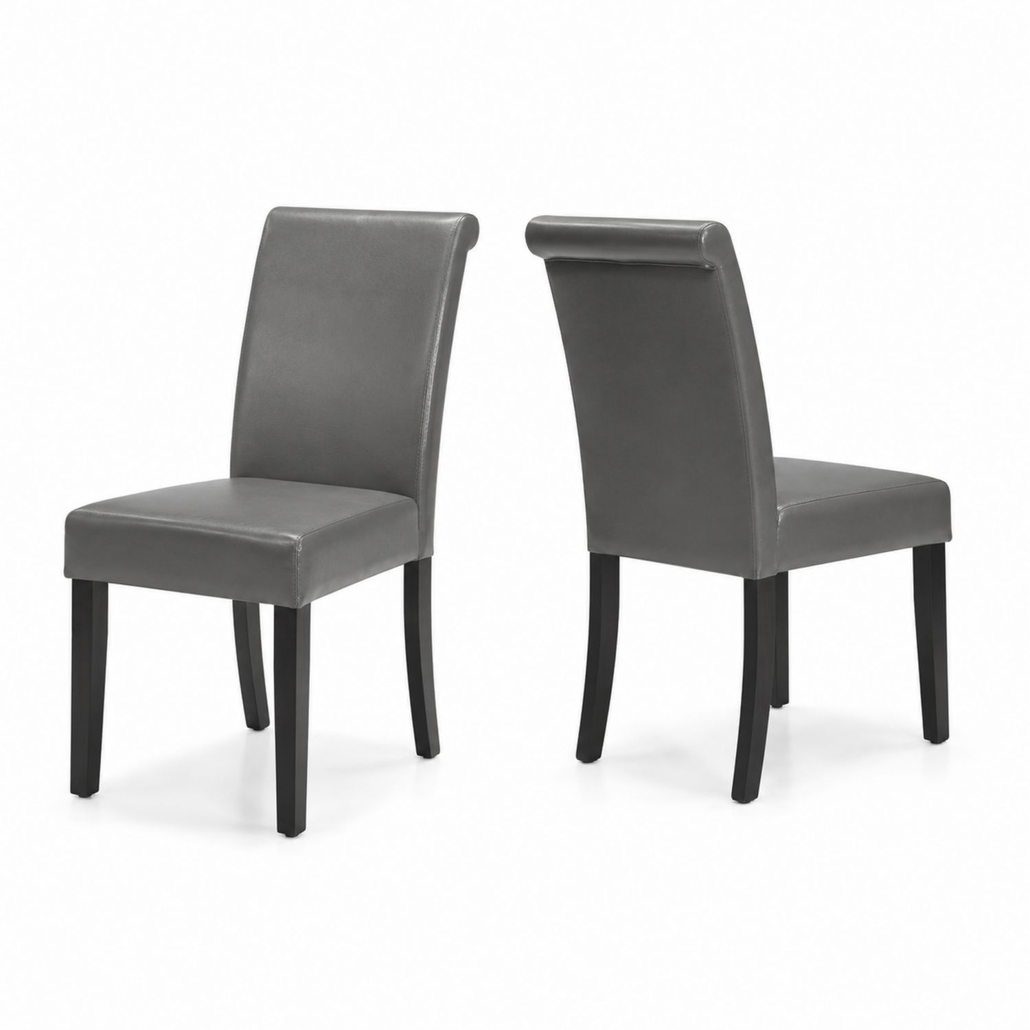 Juego de 2 sillas de cuero sintético gris con patas de madera