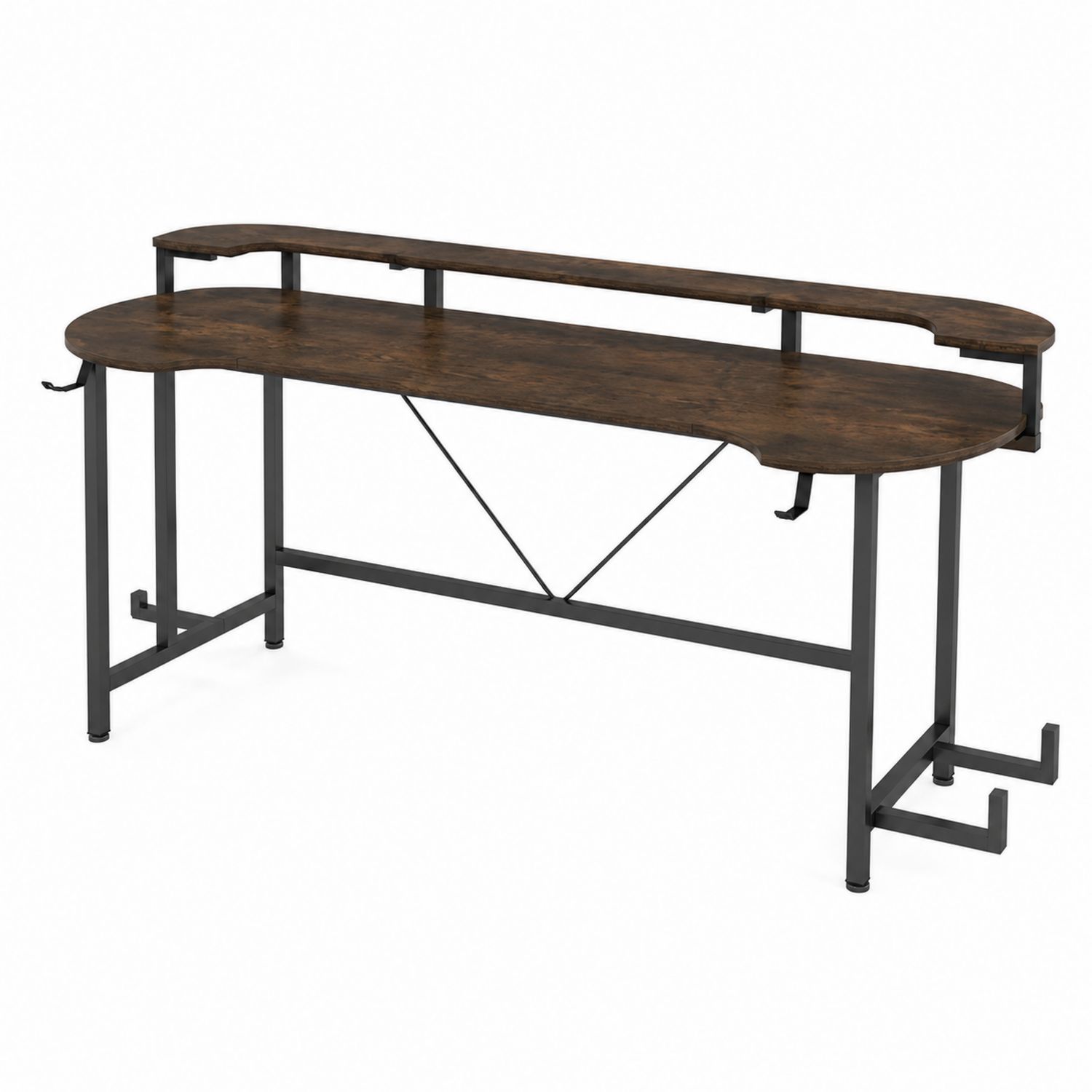 Escritorio ergonómico de Madera y Metal 140x60 cm Marrón/Negro