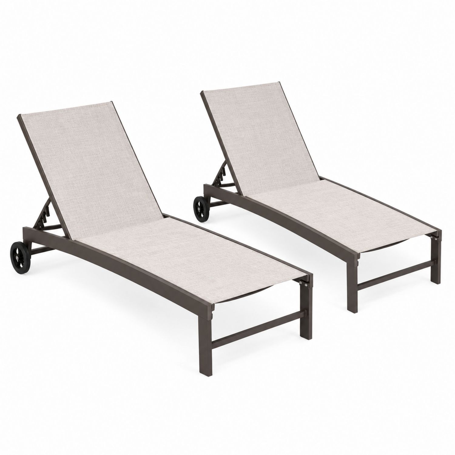 Set de 2 tumbonas de aluminio y tela ajustables