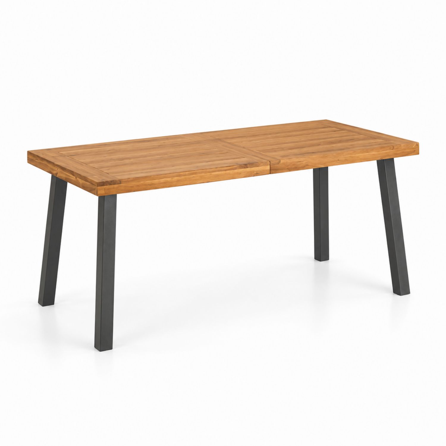 Mesa de comedor de teca y acero