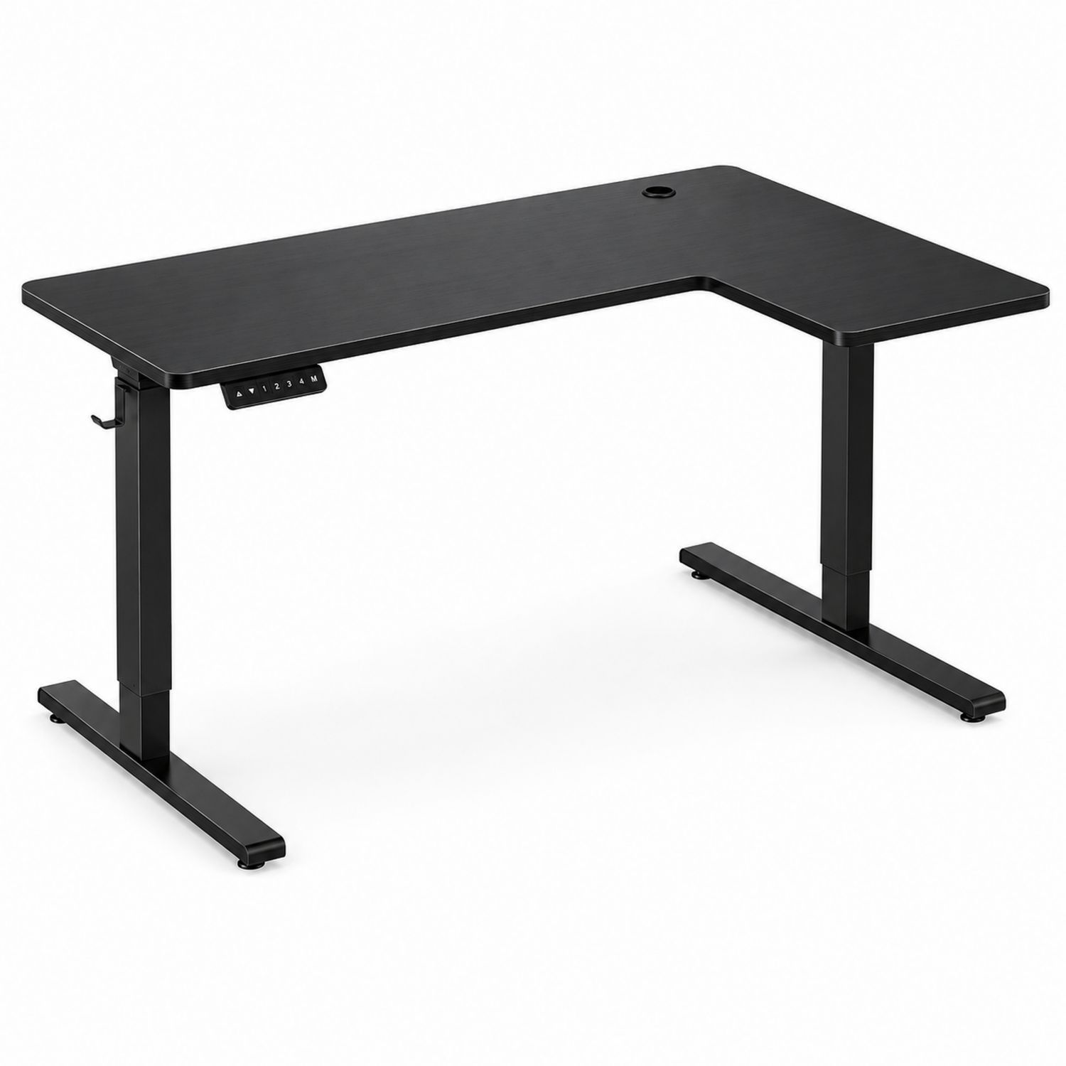 Escritorio Ajustable en Altura en Forma de L de Madera MDF y Acero Negro