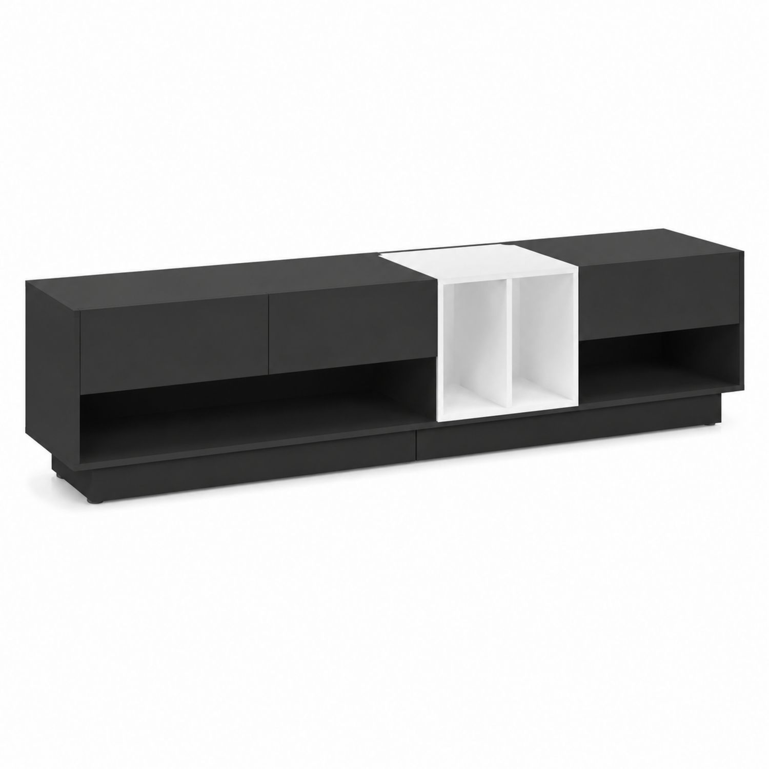 Mueble de TV de Madera Aglomerada Negro y Blanco 180x35x40 cm
