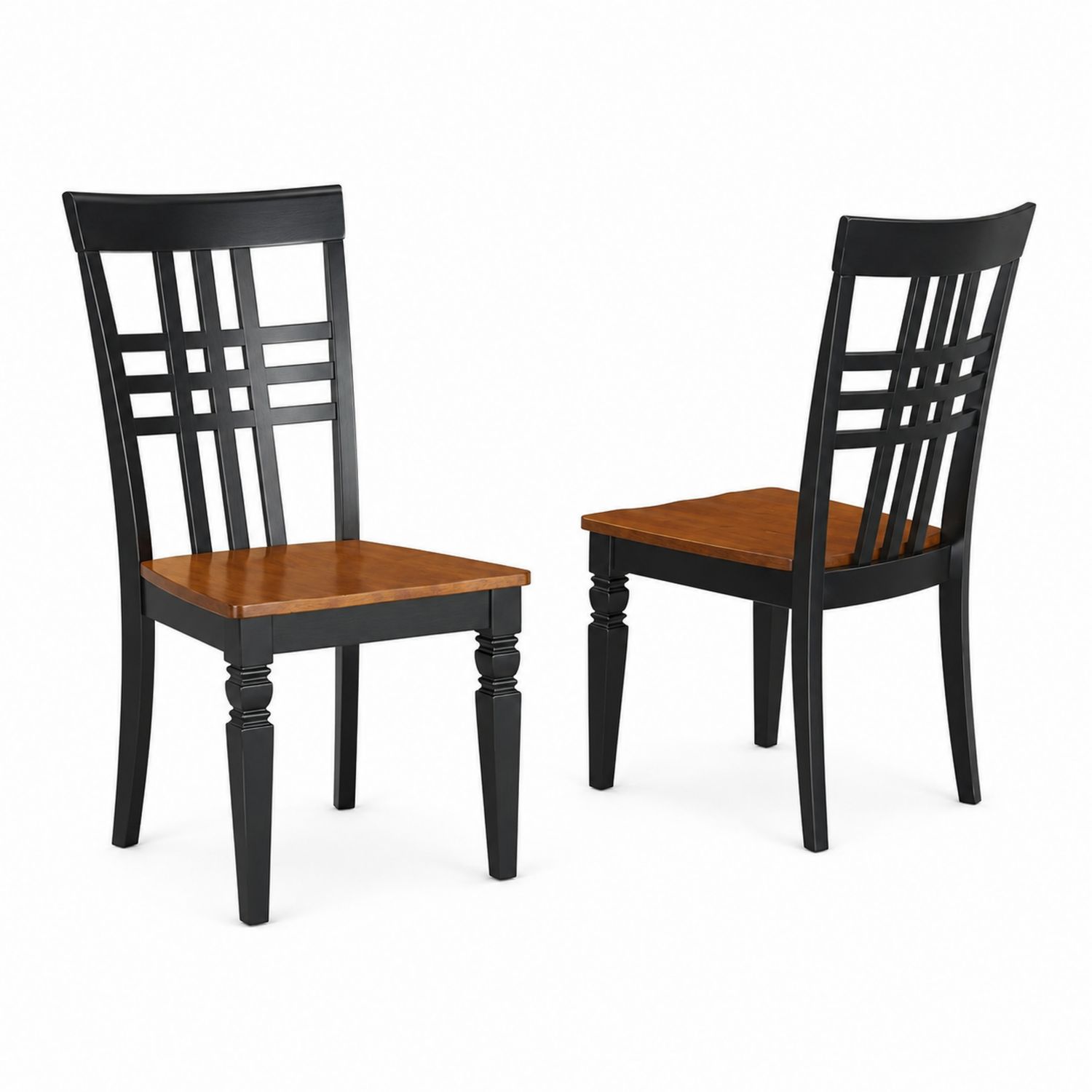 Juego de 2 sillas de madera con respaldo enrejado