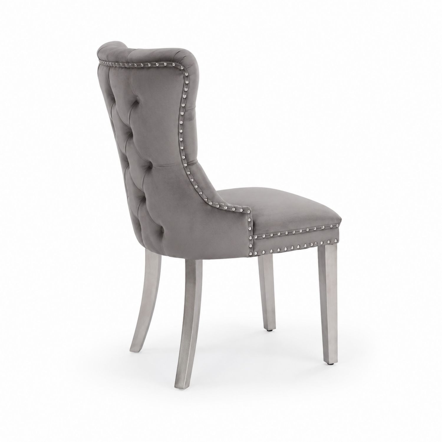 Silla de terciopelo con tachuelas Gris