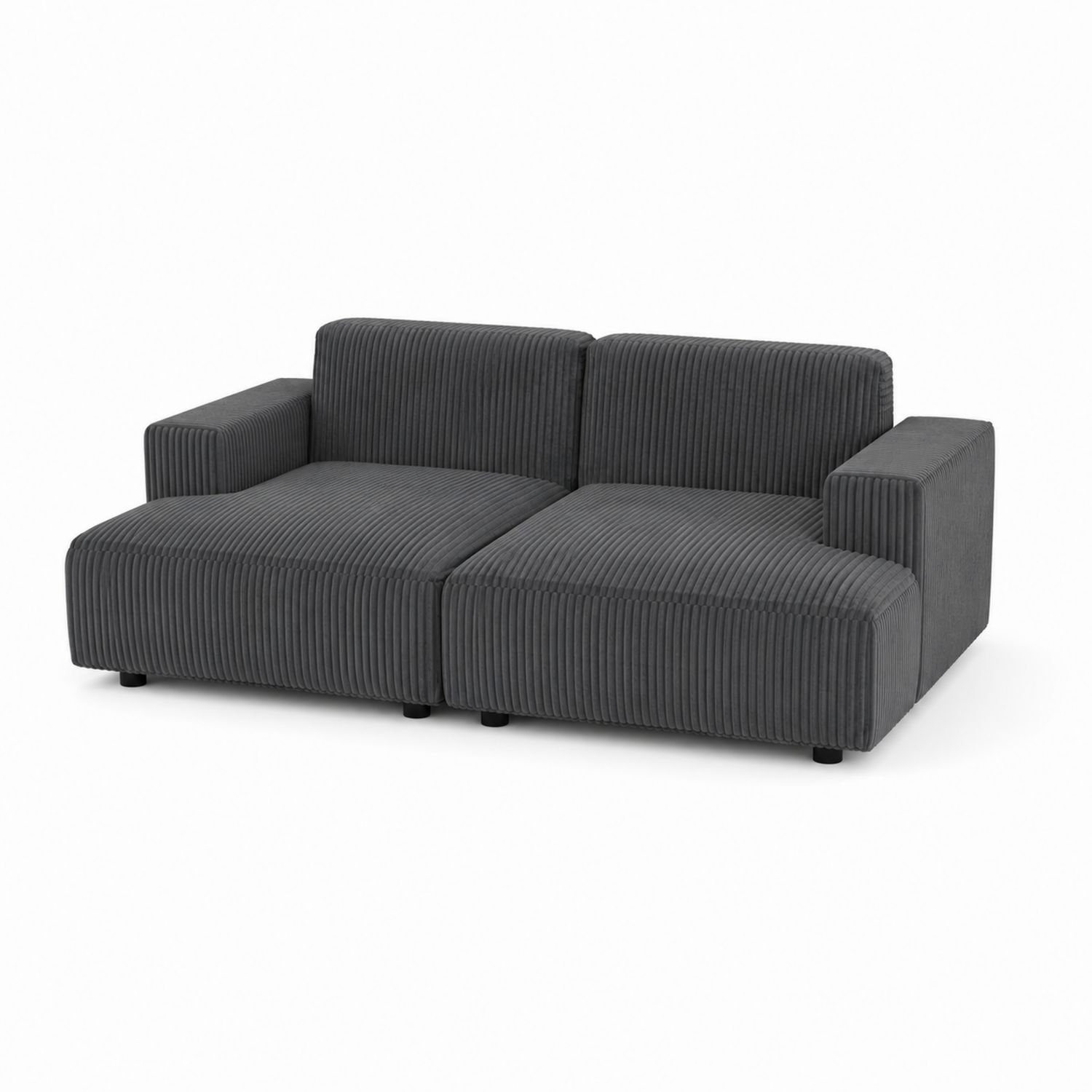 Sofá modular 2 plazas de pana gris oscuro
