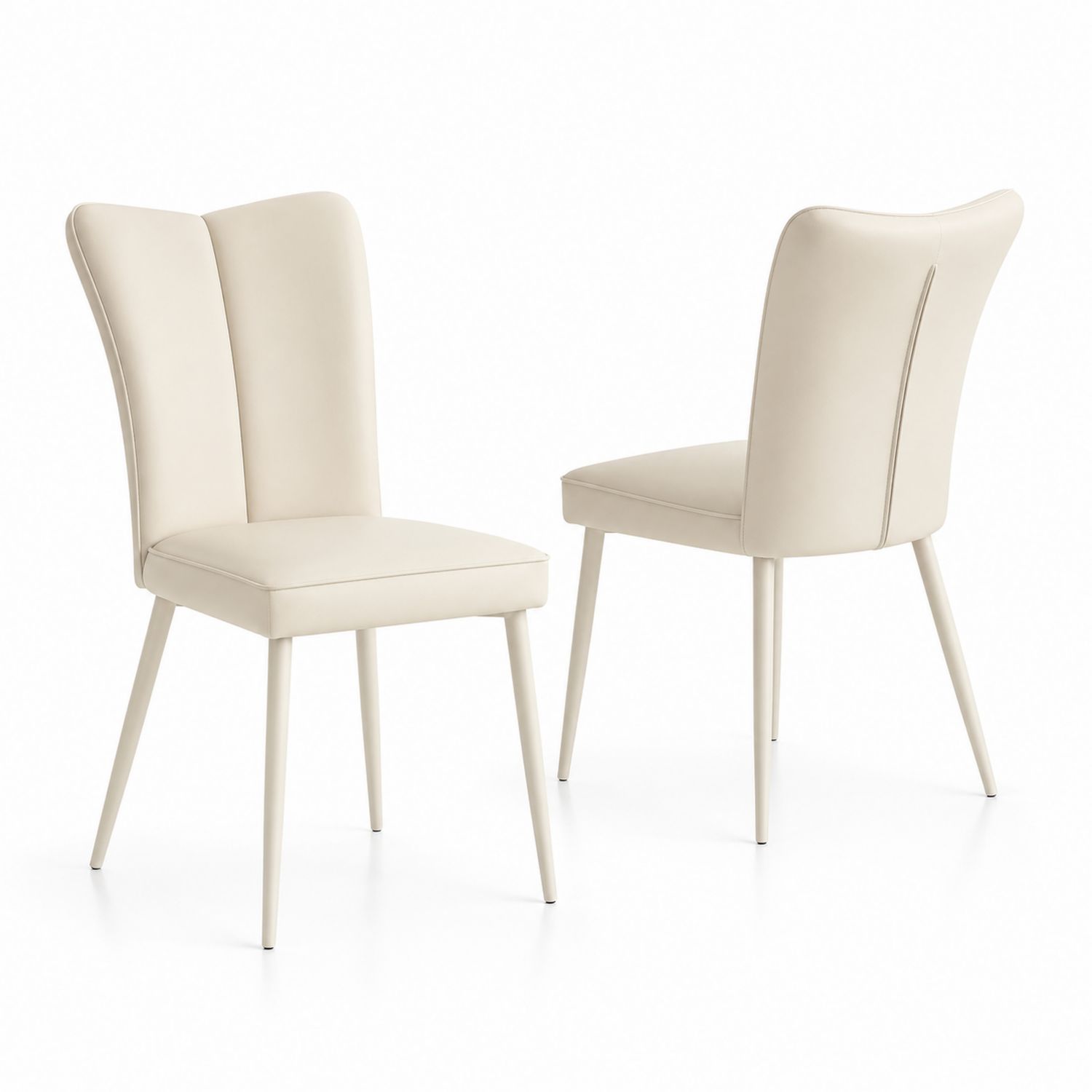 Juego de 2 sillas de metal y cuero sintético beige