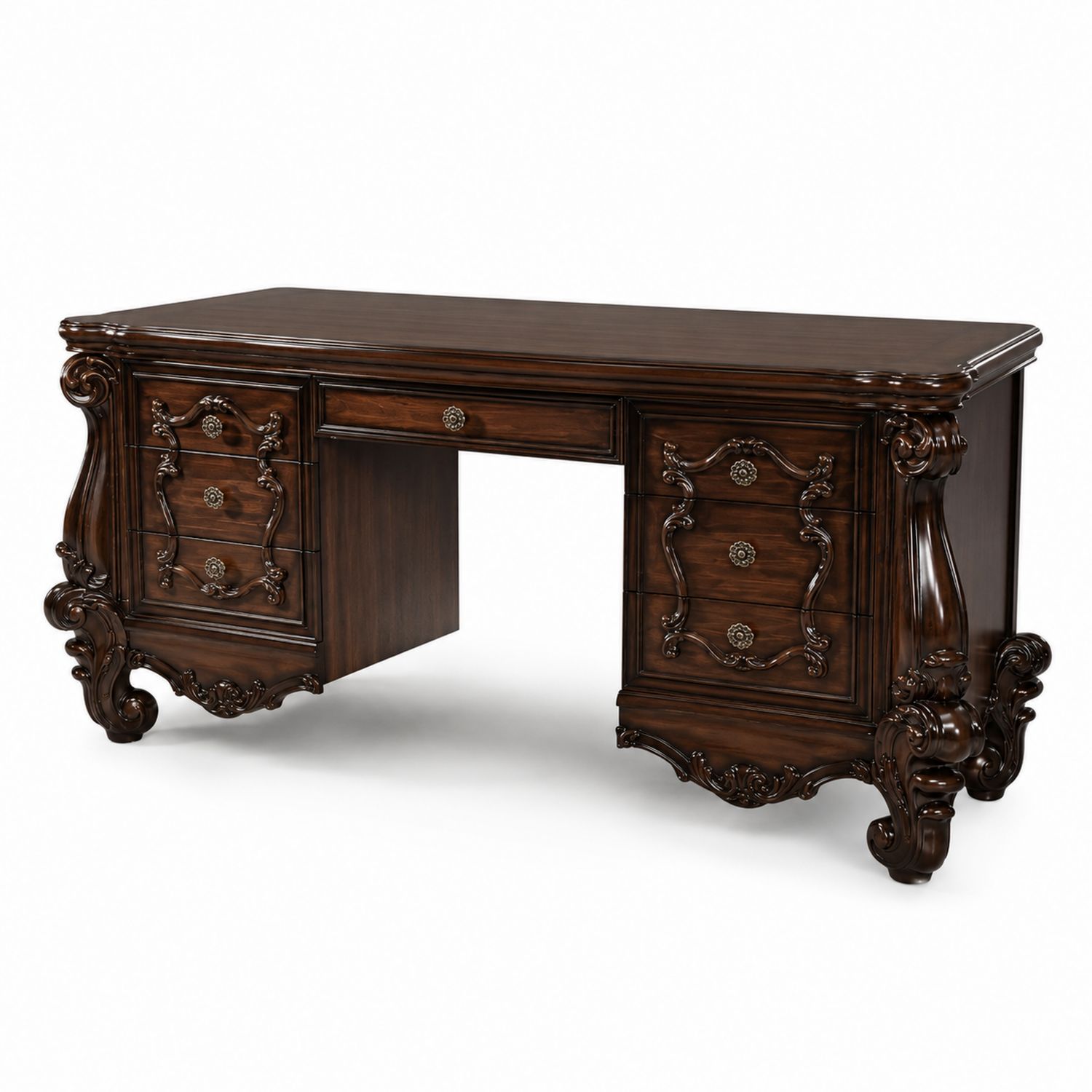 Escritorio de Madera con Detalles Ornamentales