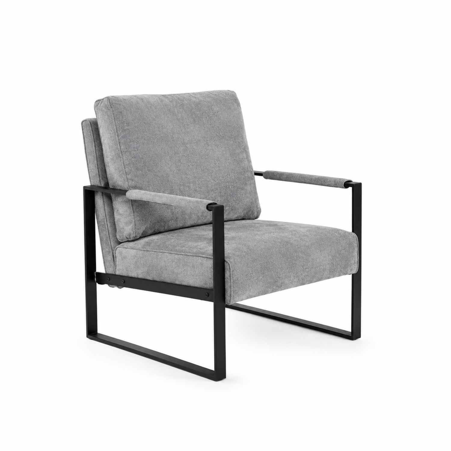 Sillón de Metal con Cojines de Tela Gris 80x70x75 cm