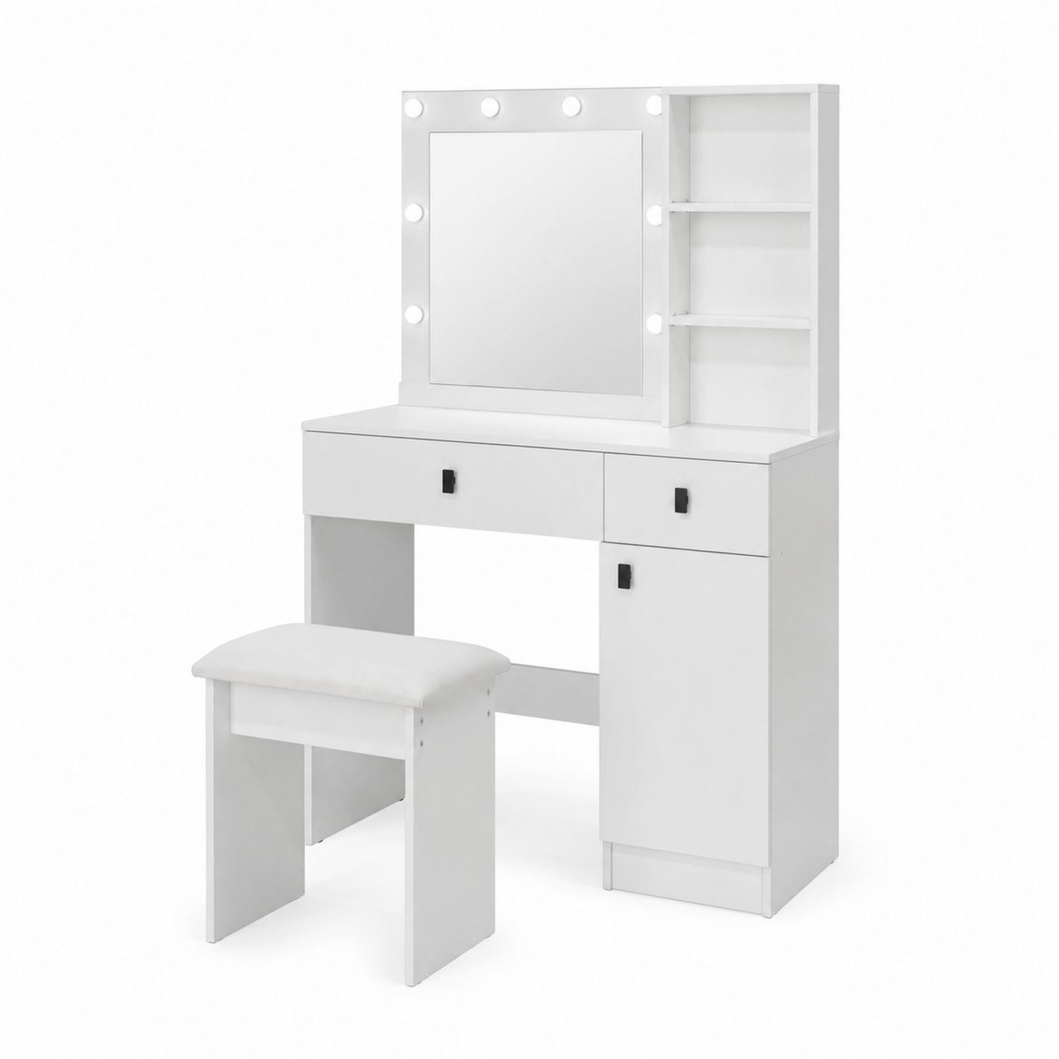 Tocador de MDF con Espejo y Luces LED Blanco