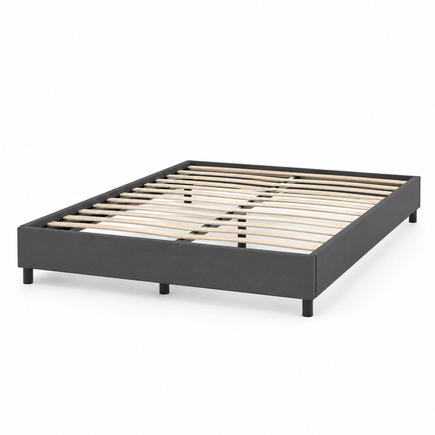Letto matrimoniale in metallo con doghe in legno di pino 160x200 cm Grigio scuro-Lumivista