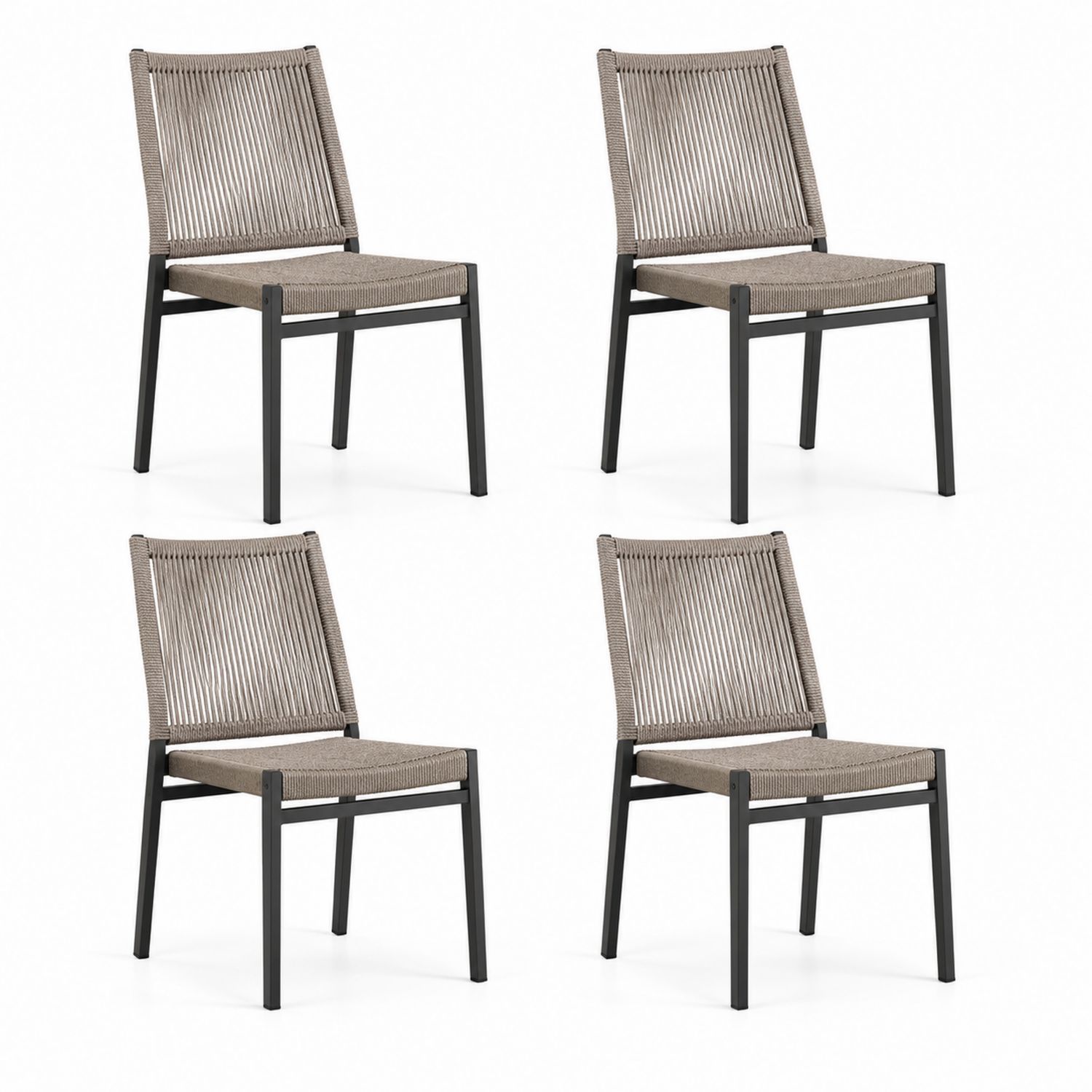 Set di 4 Sedie in Metallo e Corda Sintetica-Lumivista