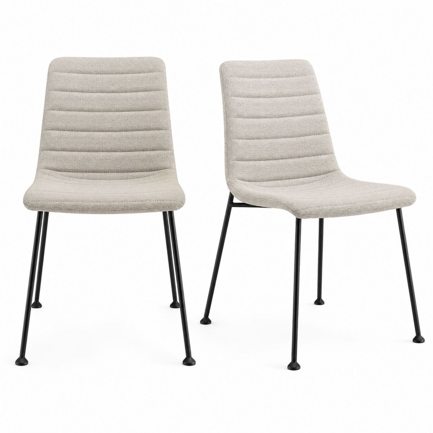 Set di 2 sedie in metallo con rivestimento in tessuto poliestere grigio-Lumivista