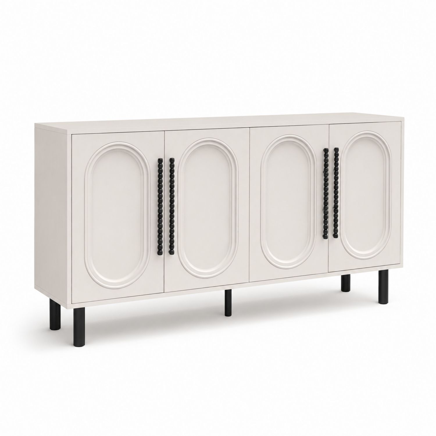 Credenza in legno MDF con 4 porte Bianco 160x40x80 cm-Lumivista