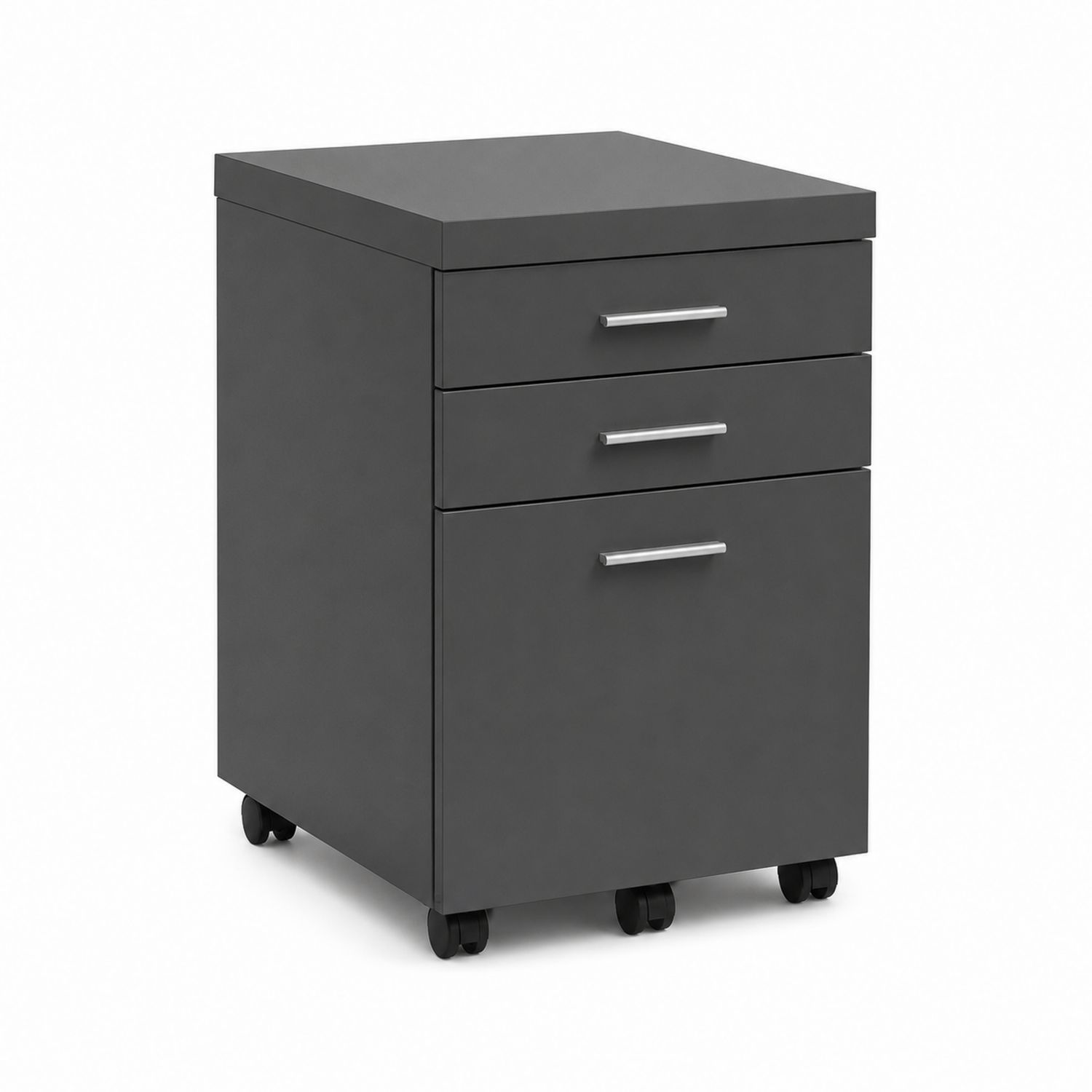 Cassettiera grigia in legno MDF e metallo con ruote-Lumivista