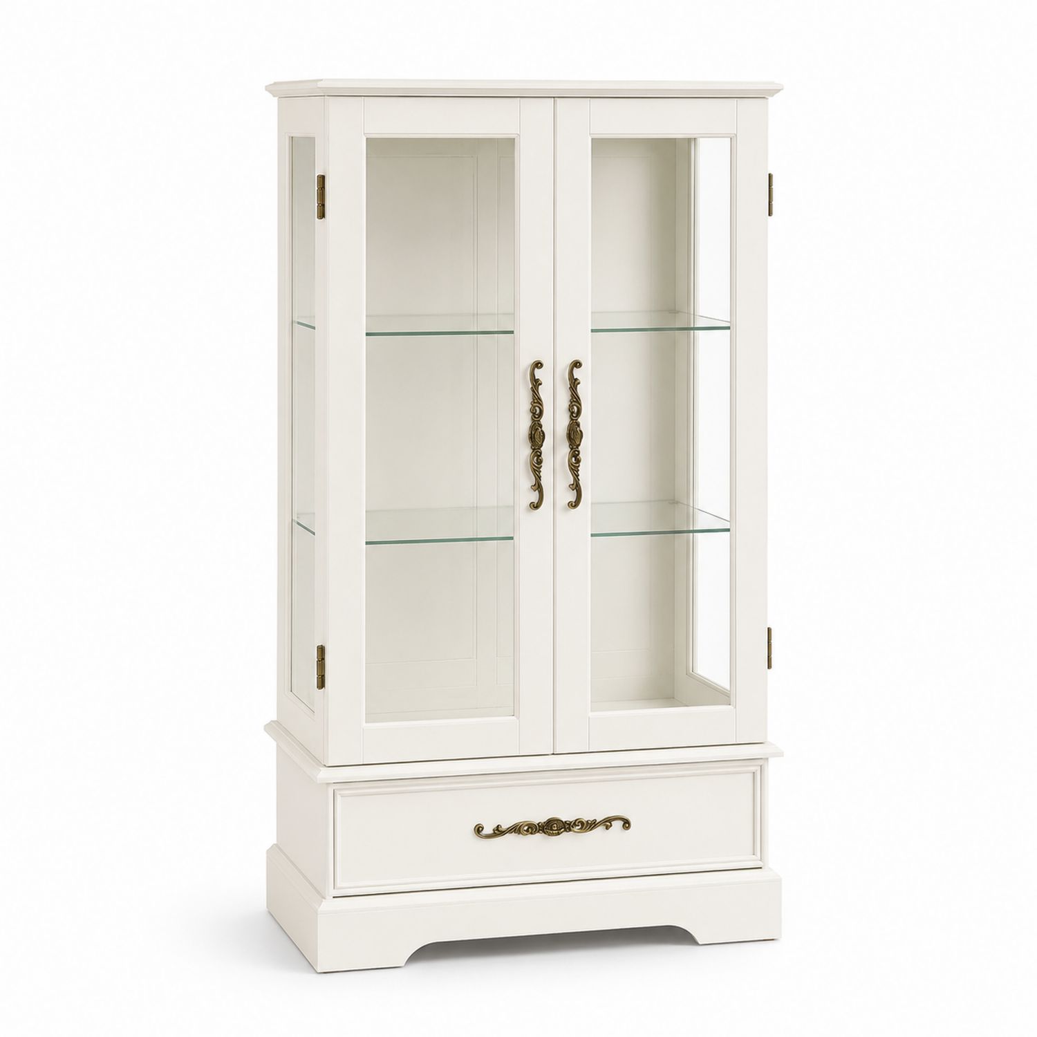 Vetrina in legno e vetro bianco 180x80x40 cm-Lumivista