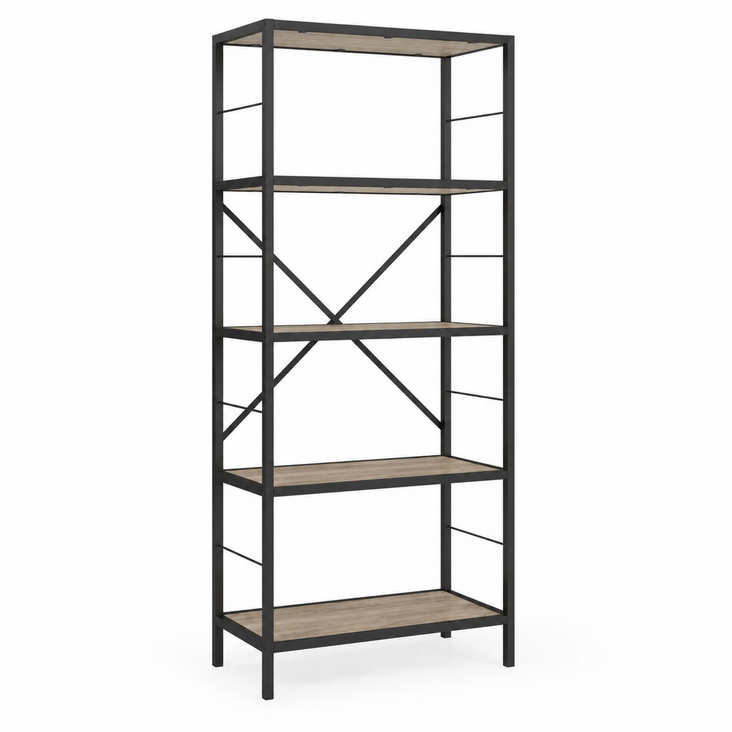 Scaffale alto in Metallo e MDF 180x90x45 cm Nero/Legno-Lumivista
