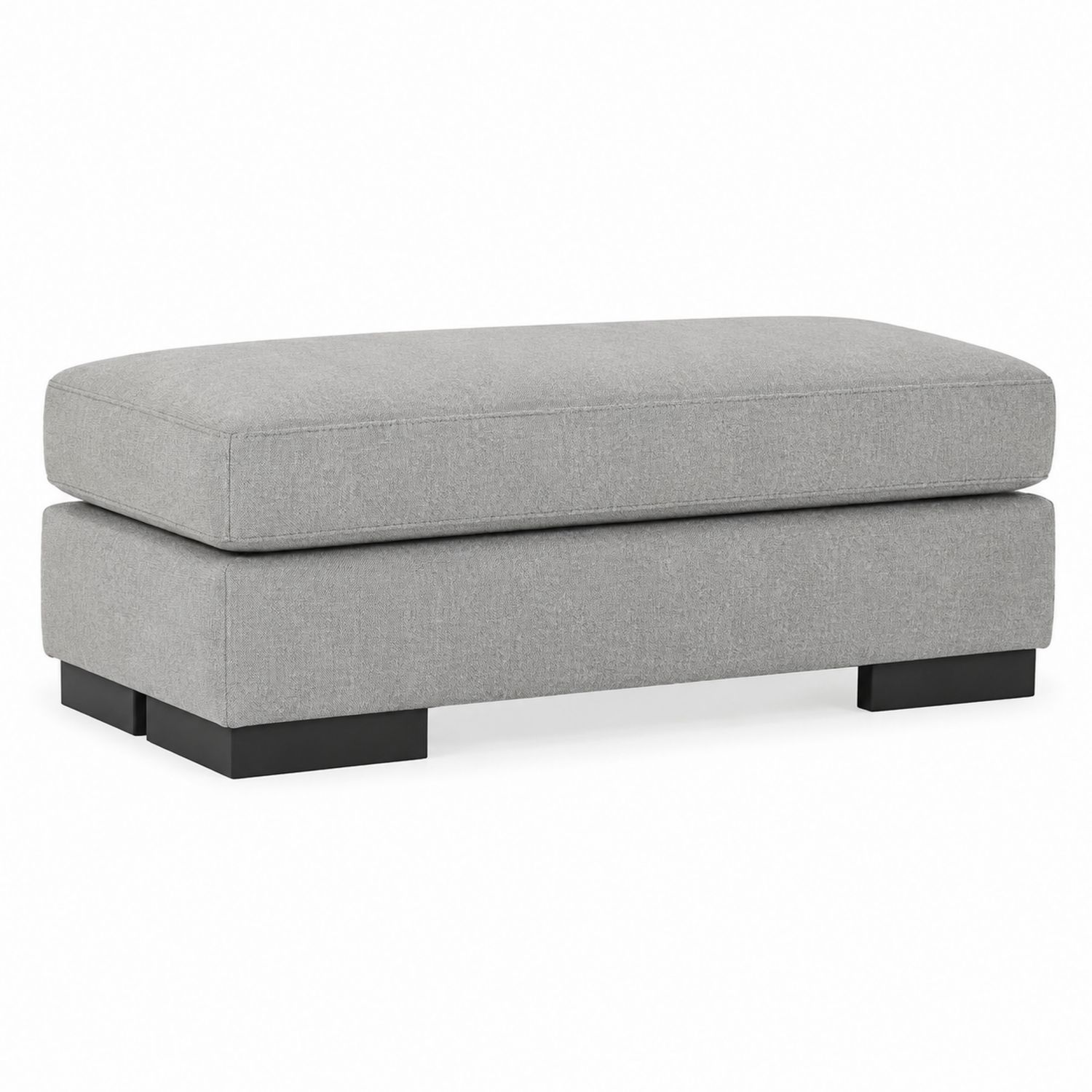Panca imbottita in tessuto grigio con base in legno-Lumivista
