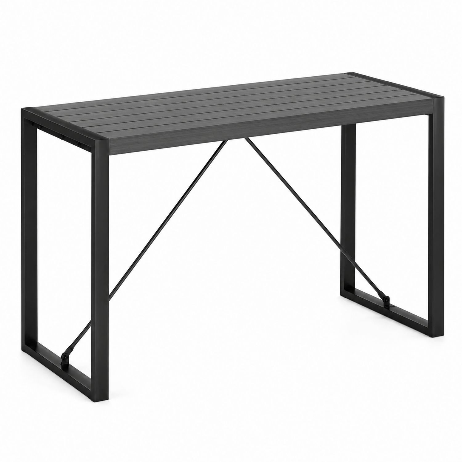 Tavolo da pranzo rettangolare in metallo nero verniciato a polvere 150x75x75 cm-Lumivista