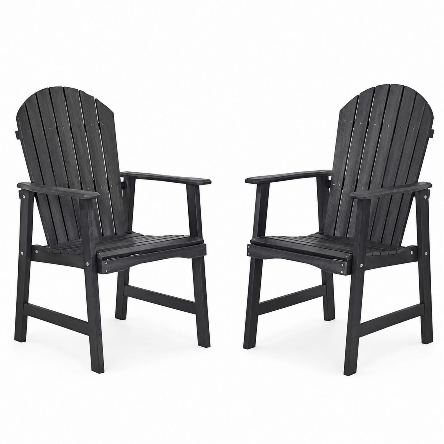 Set di 2 Sedie da Esterno in Legno di Eucalipto Nero-Lumivista