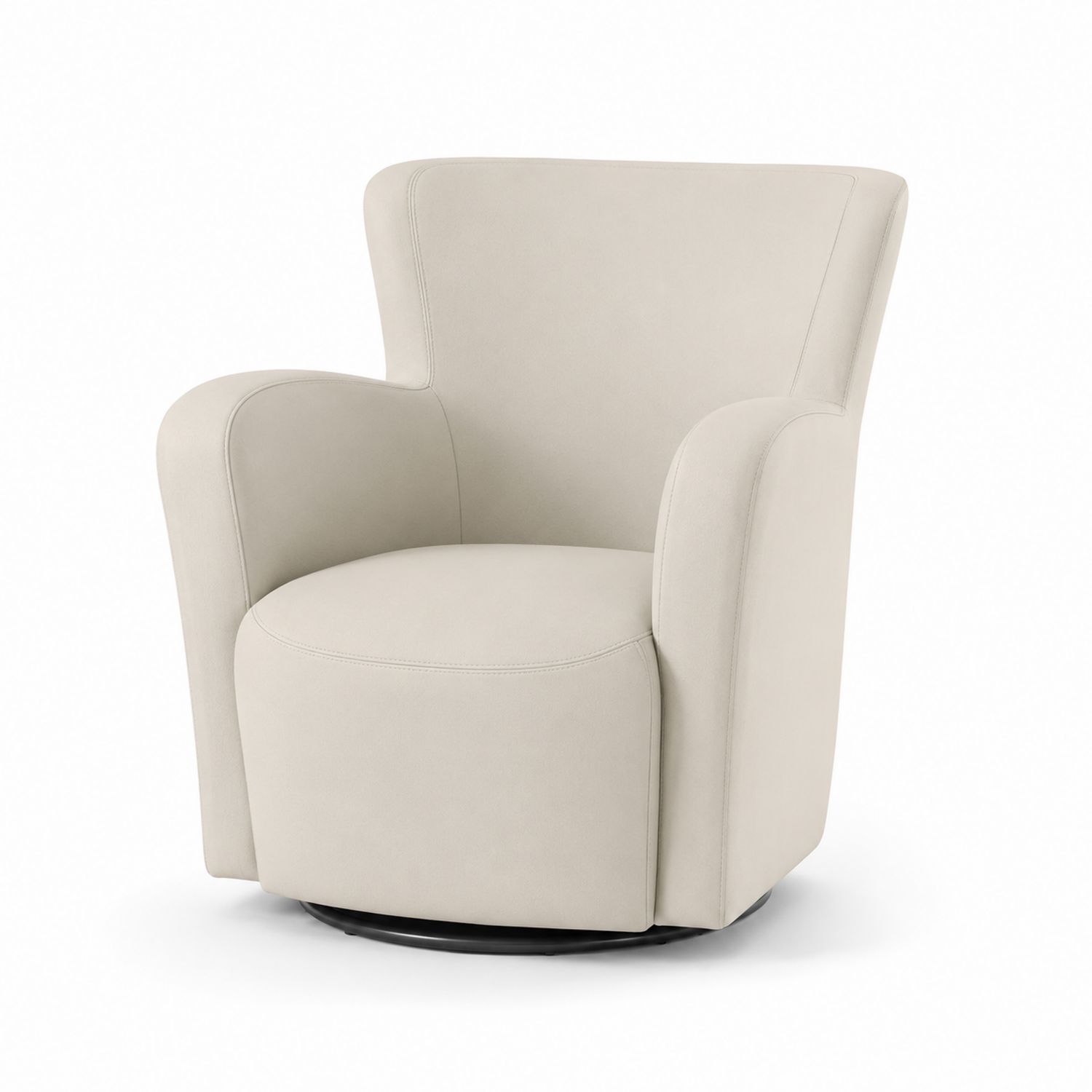 Poltrona girevole in tessuto poliestere crema 85x80x90 cm-Lumivista