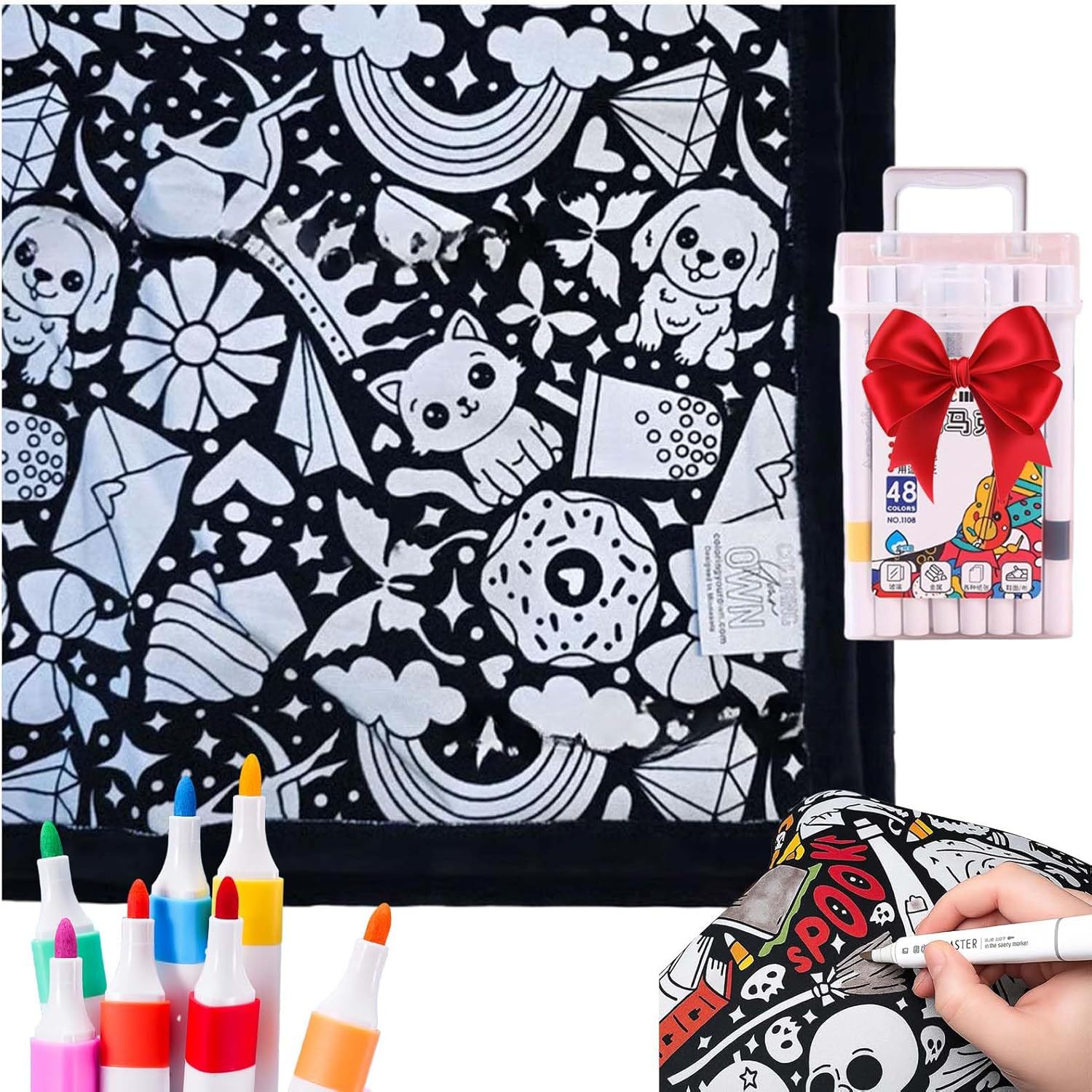 ✨Last Day 49% OFF🎨DIY Coloring Blanket with Markers🎁Perfect Gift For Family & Friends