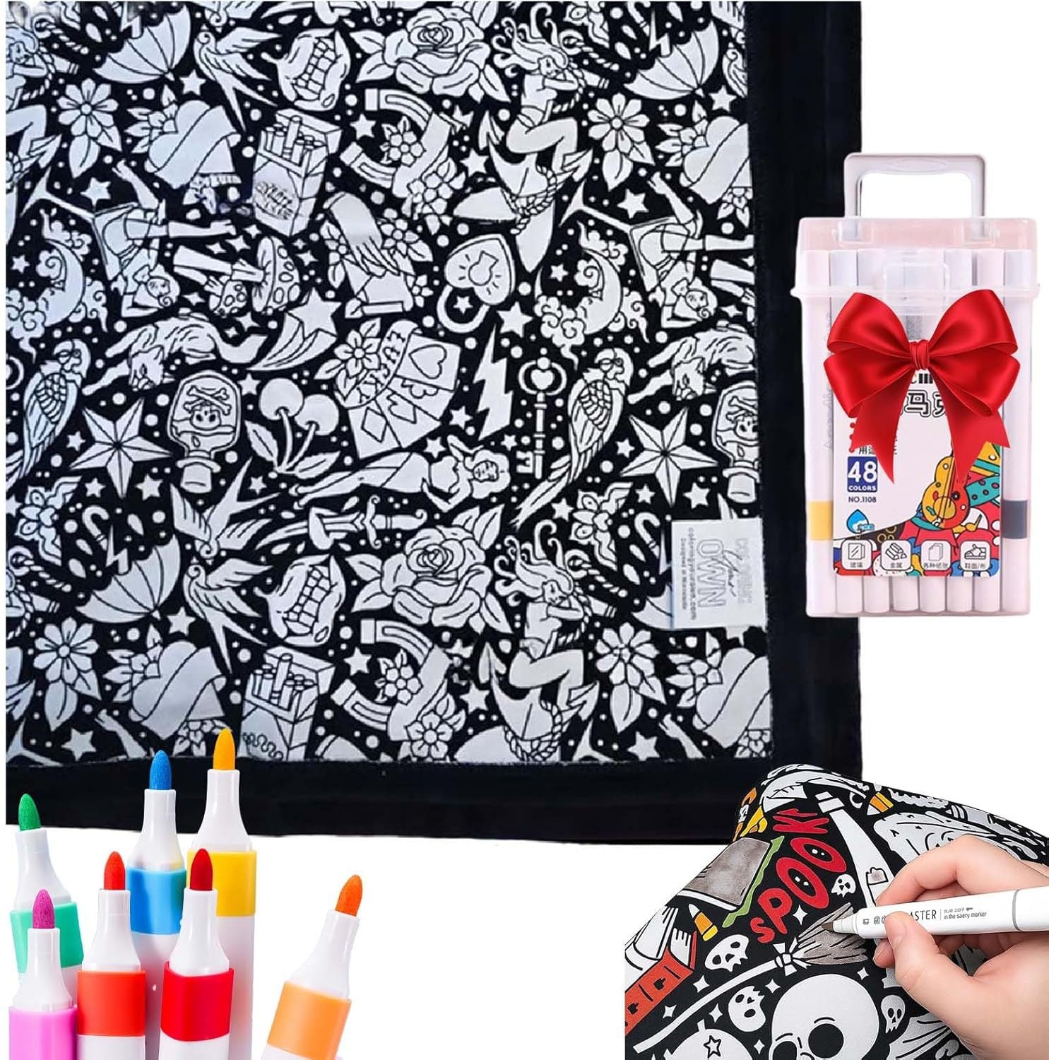 ✨Last Day 49% OFF🎨DIY Coloring Blanket with Markers🎁Perfect Gift For Family & Friends