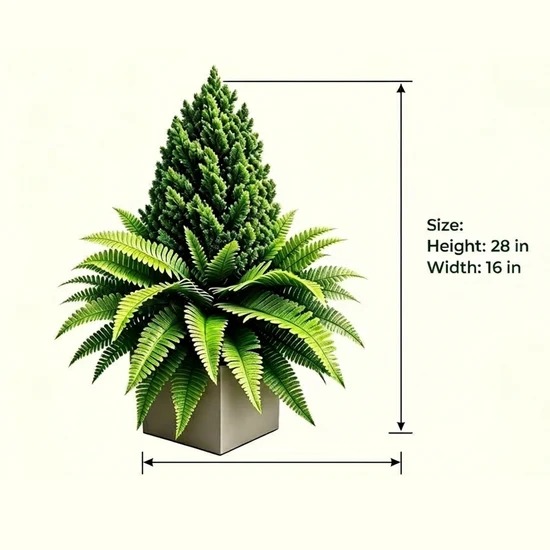 🌱 Lush Artificial UV Resistant Pine & Boston Fern Potted Plant